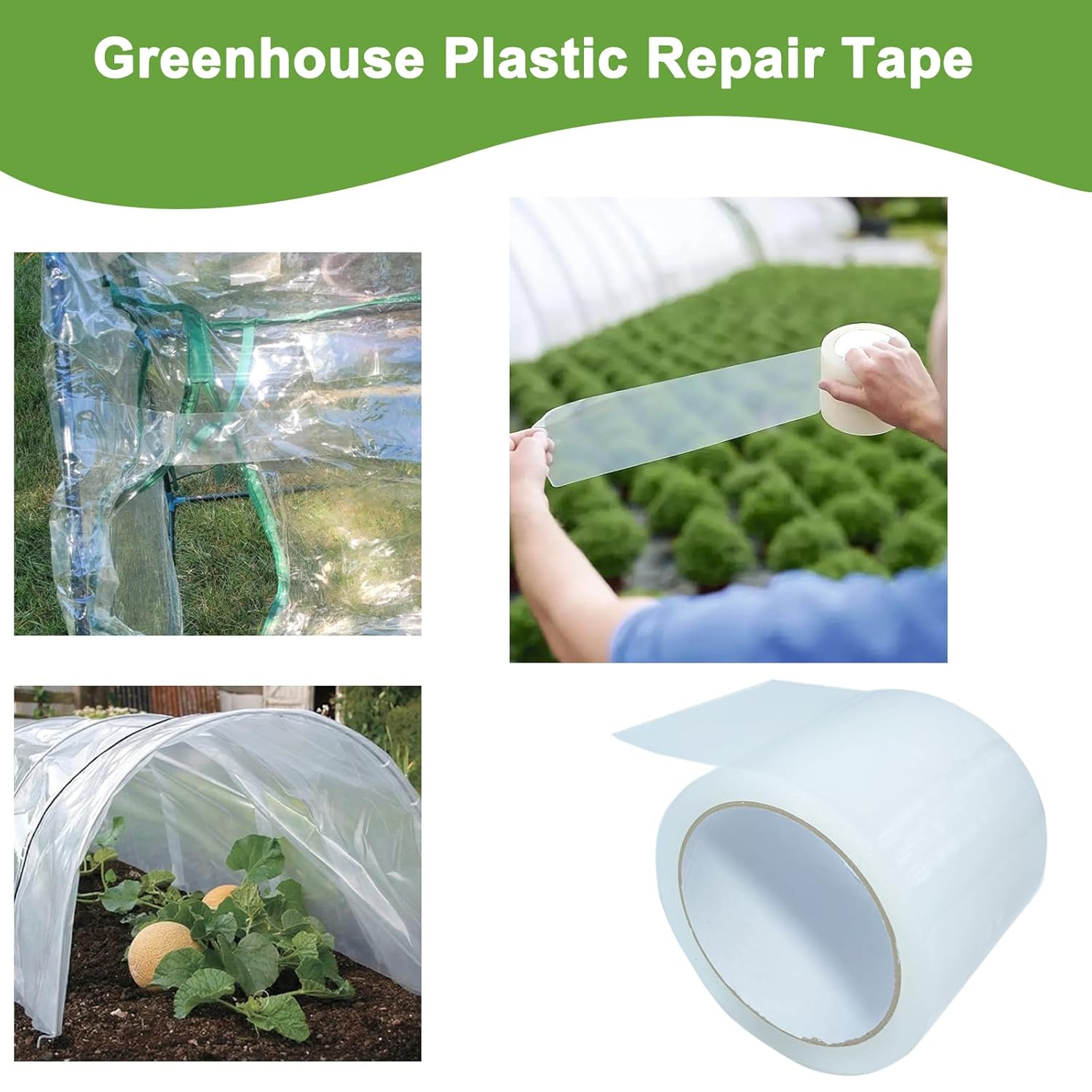 KAIHENG Greenhouse Repair Tape, 3.15INX 65.62FT Waterproof Clear Greenhouse Plastic Film Repair Tape, Heavy Duty UV Resistant Repair Tape for Greenhouse Plastic Sheeting Coverings image number 2