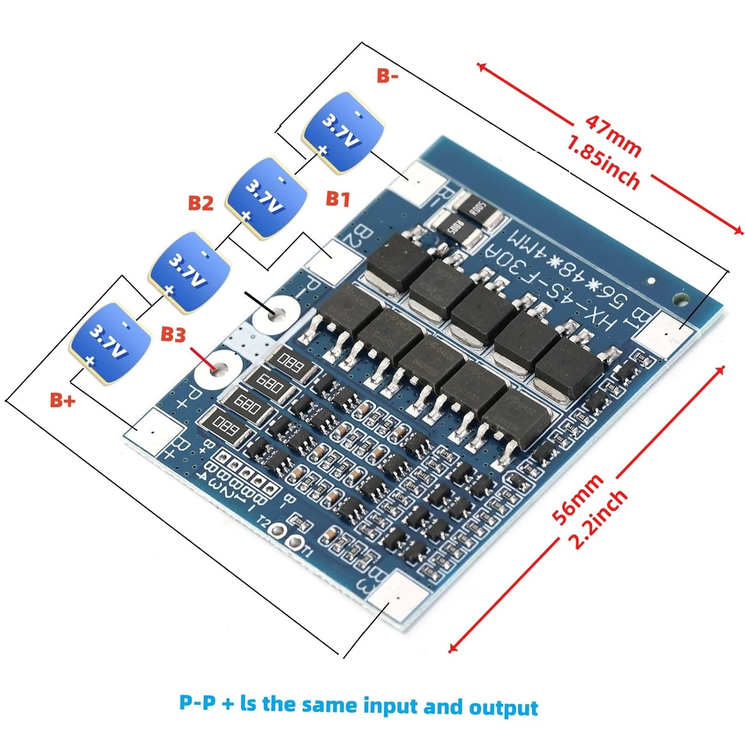 2Pcs Lifepo4 BMS 4S 30A 12.8V Battery Charging Protection Board Suitable for Electric Bicycles, Electric Motorcycles, Energy Storage Equipment, Starting Power Supply image number 4