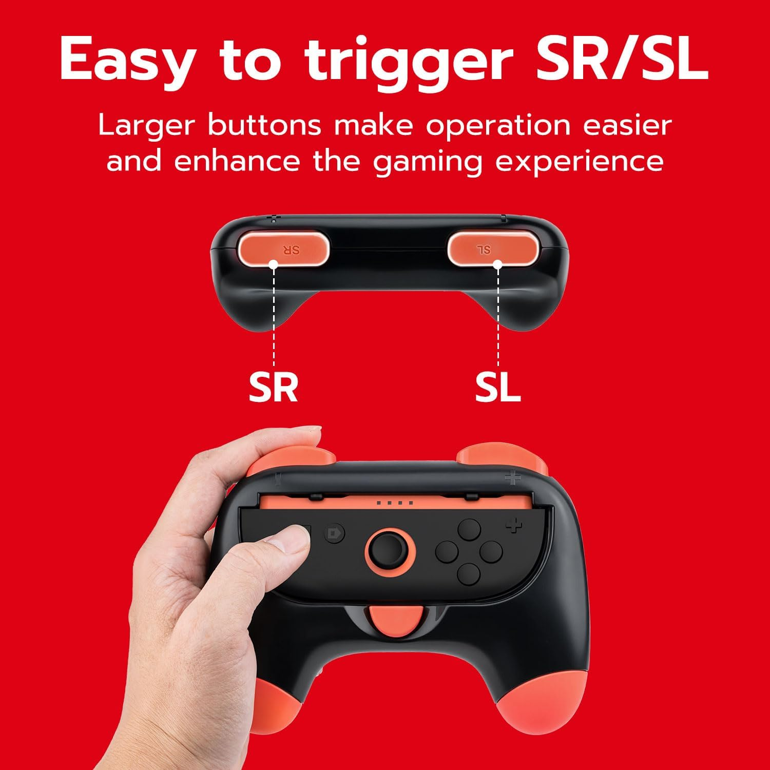 Mcbazel Joy Con Grips for N-Switch 2 Controllers - Ergonomic Anti-Slip Handles with Enhanced LR Triggers, Snug Fit ABS Accessories Kit (2 Pack) image number 5