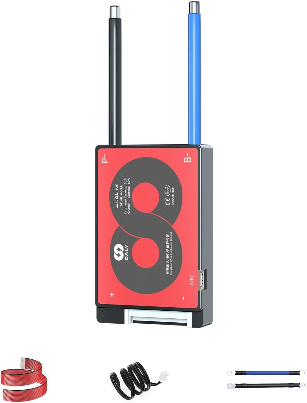 DALY 16S 60V 60A Li-Ion BMS Protection Board with Balance Wire and Temperature Sensor for Lithium Battery Pack