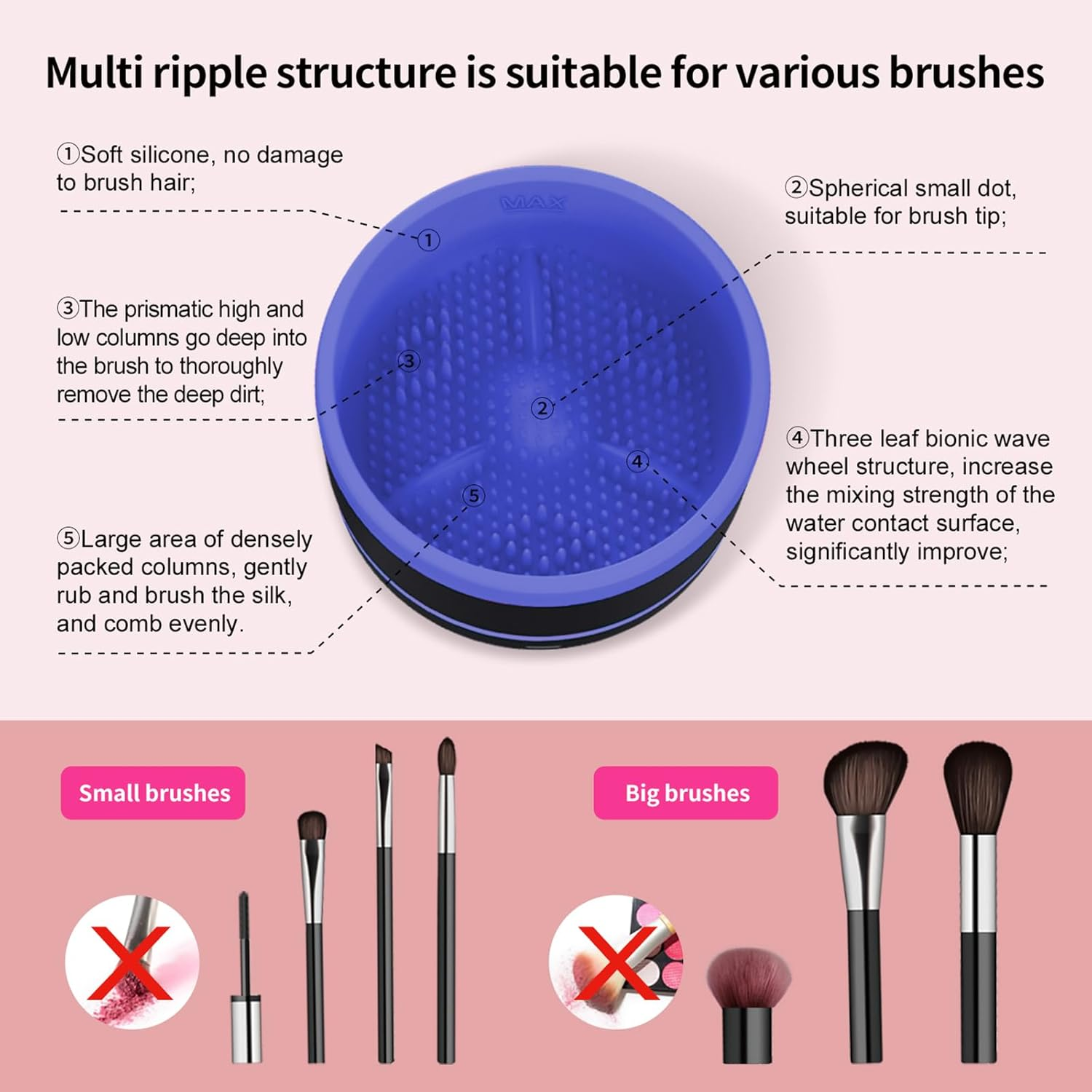 Roseflower Makeup Brush Cleaner, Automatic Makeup Brush Cleaners, Rotating Multifunctional Deep Cleaning Machine for Makeup Brush Makeup Tool- Effective Cleaning - C04 image number 3