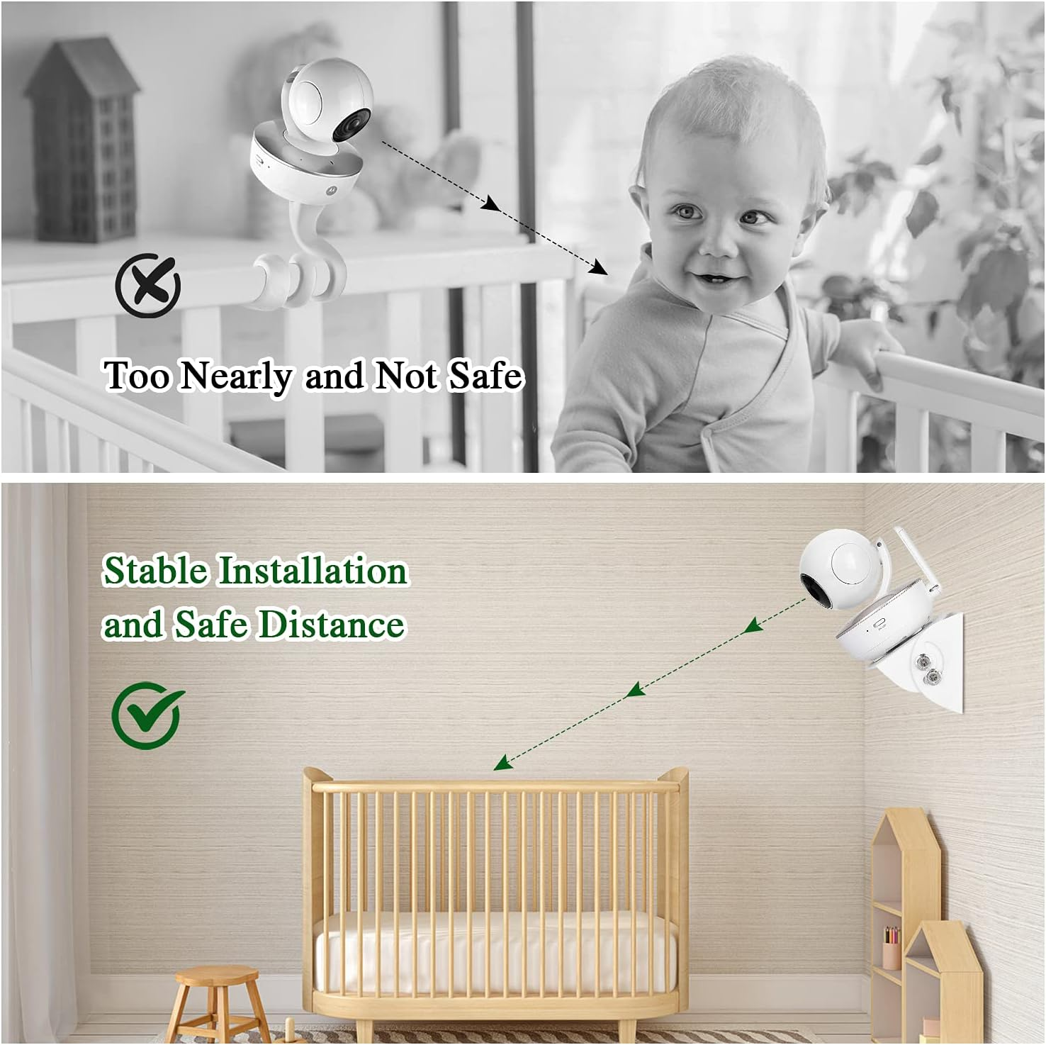 2 Pack-Adjustable Angle Wall Mount for Baby Monitor for Motorola, VAVA, Arlo, Hellobaby, Babysense Monitor, Easy Installation - Wall Mount Only image number 3