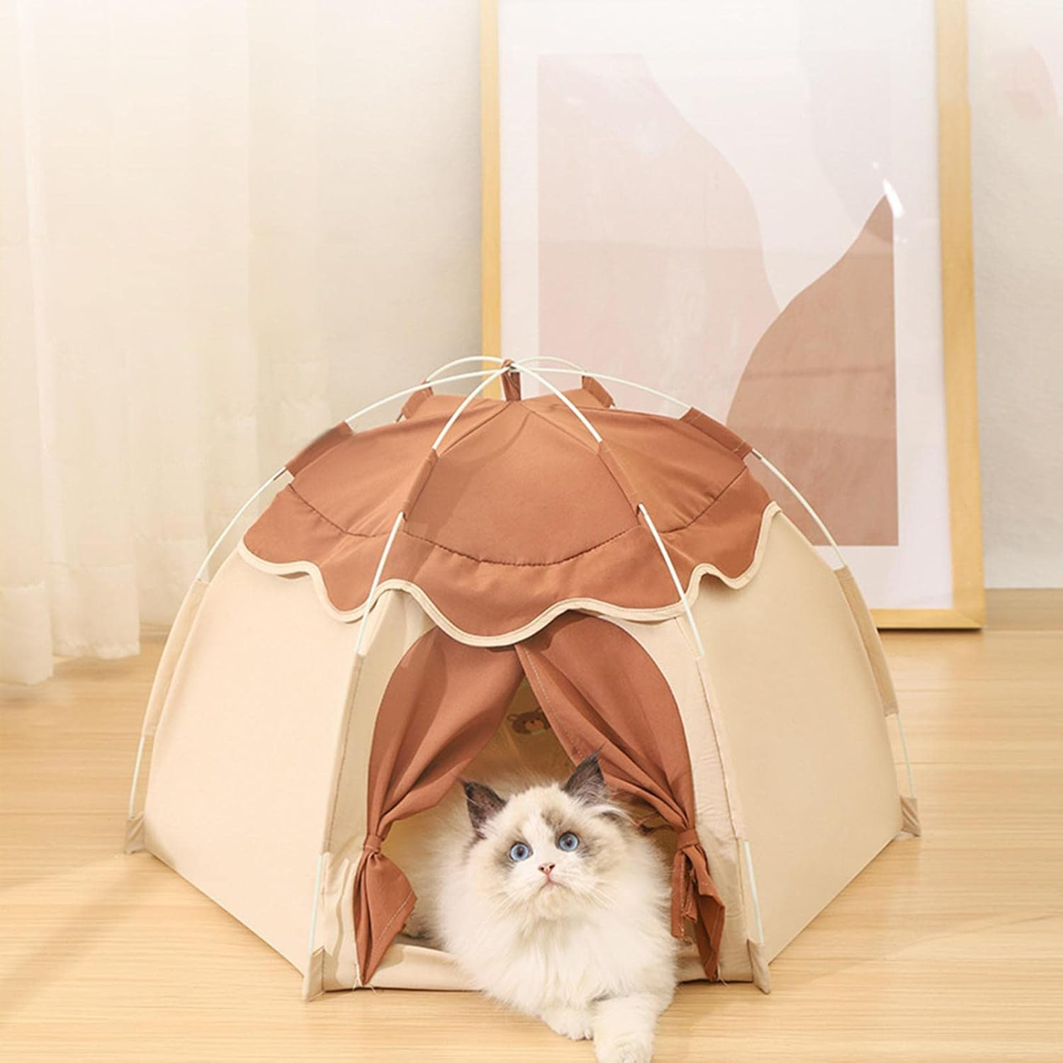 Pet Tent Cat Tents for Indoor Cats with Cushion Nest Comfortable Cat House Bed Cat Bed Cave for Small Animals Rabbits Kitten Puppy Camping image number 2