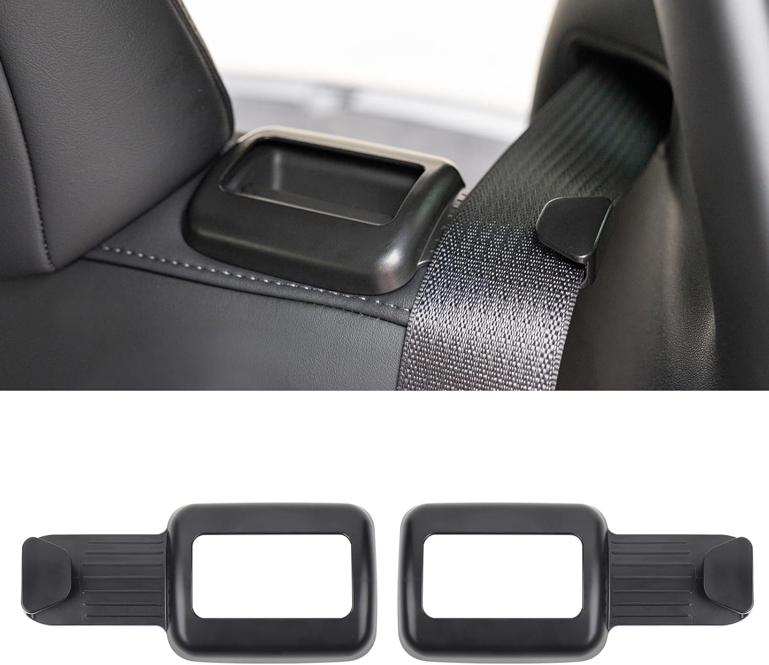 2 Pack Seat Belt Guide Holder for Tesla Model Y, ABS Backseat Seat Belt Organizer, Automotive Interior Accessories Compatible with Tesla Model Y 2021-2024 (Black)