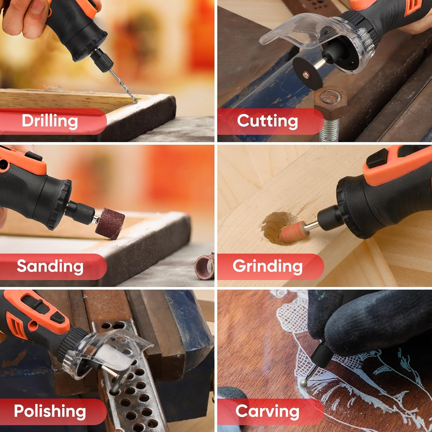 SHALL 508-Piece Rotary Tool Accessories Kit, Universal Rotary Tool Bits for Sanding, Cutting, Grinding, Drilling, Carving, Engraving, Polishing, Cleaning, Rotary Tool Attachments with Carrying Case image number 2