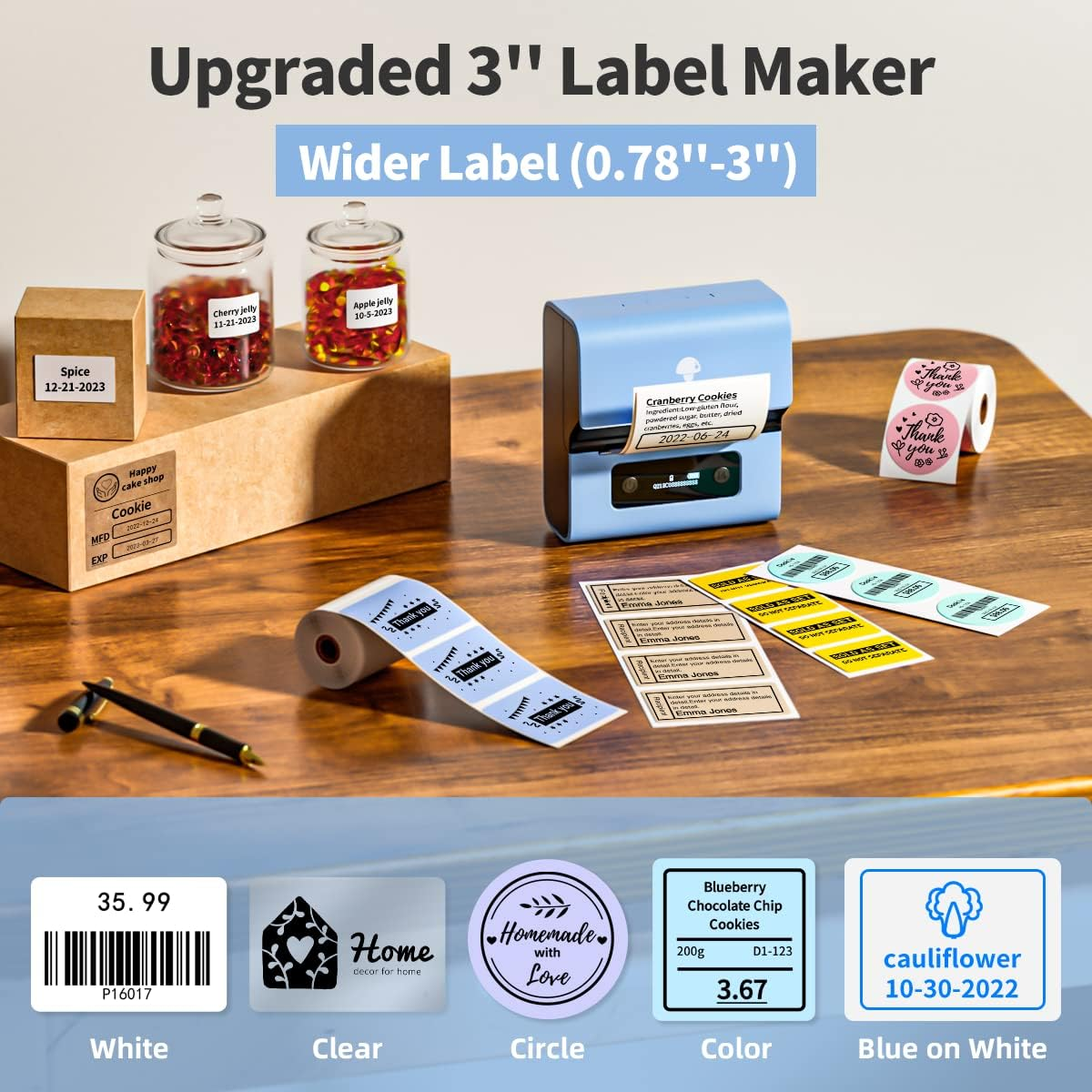 Phomemo Label Maker- M221 Barcode Label Printer 3 Inch Bluetooth Label Maker Machine for Barcode, Address, Logo, Mailing, Stickers, Small Business, Office & Small Business, Compatible with Phones&Pc image number 1