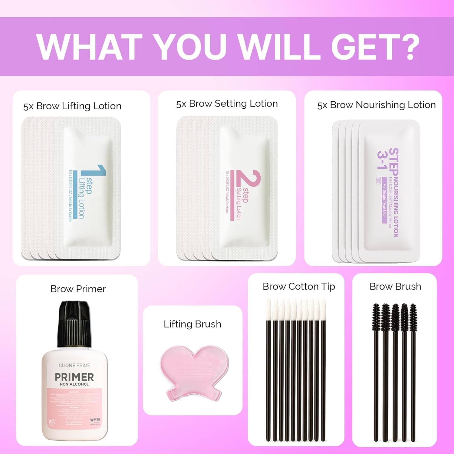 CLIONE PRIME at Home Brow Lamination Kit - DIY Eyebrow Lamination Kit Professional Eye Brow Perm Instant DIY Eyebrow Lift for Fuller Thicker Brows Lasts for Upto 8 Weeks