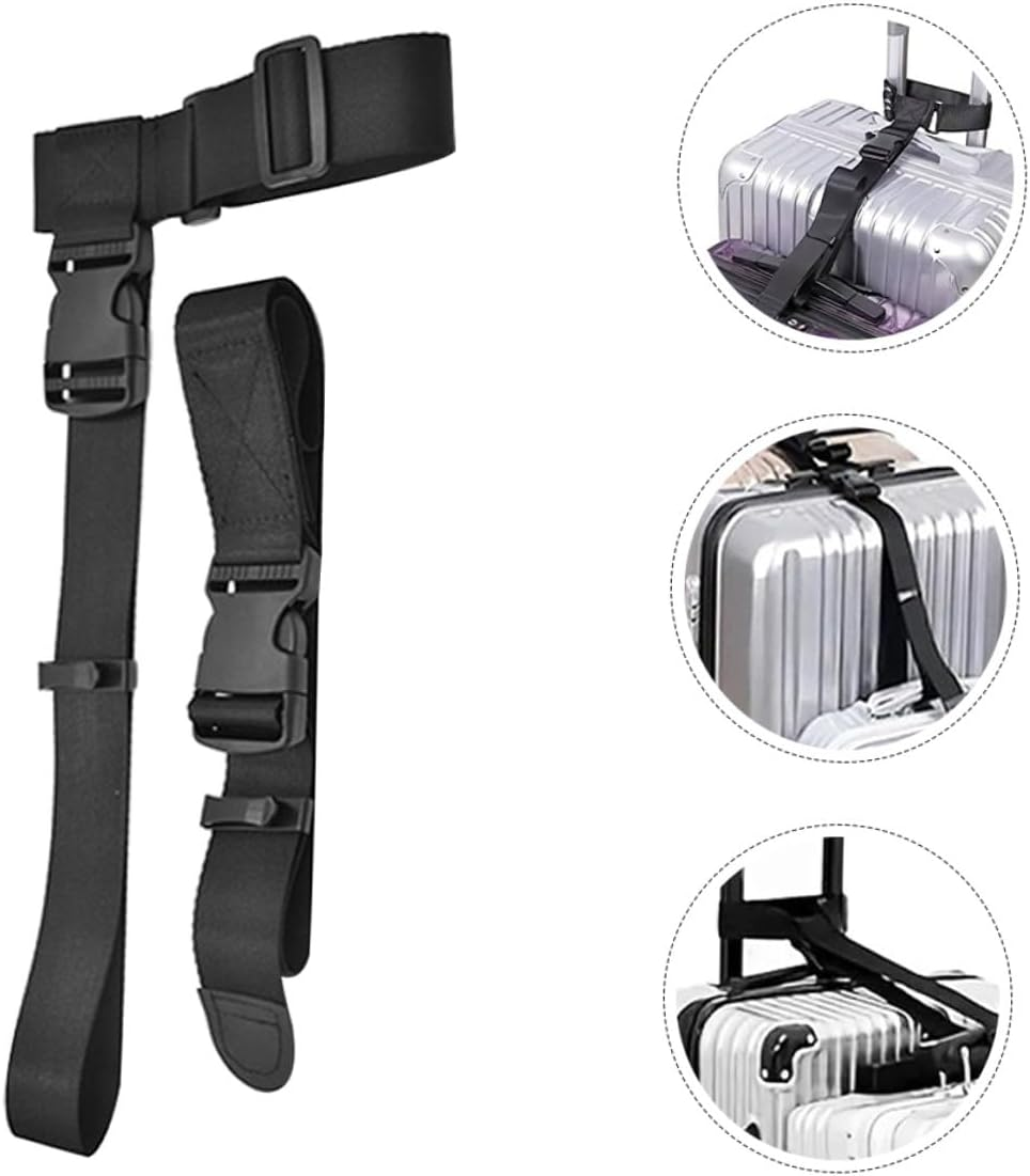 CALLARON Adjustable Heavy Duty Luggage Connector Straps for Travel Suitcases Space-Saving Cross Belt with Secure Clip Fixing Straps for Extra Bag Attachment and Easy Identification image number 1