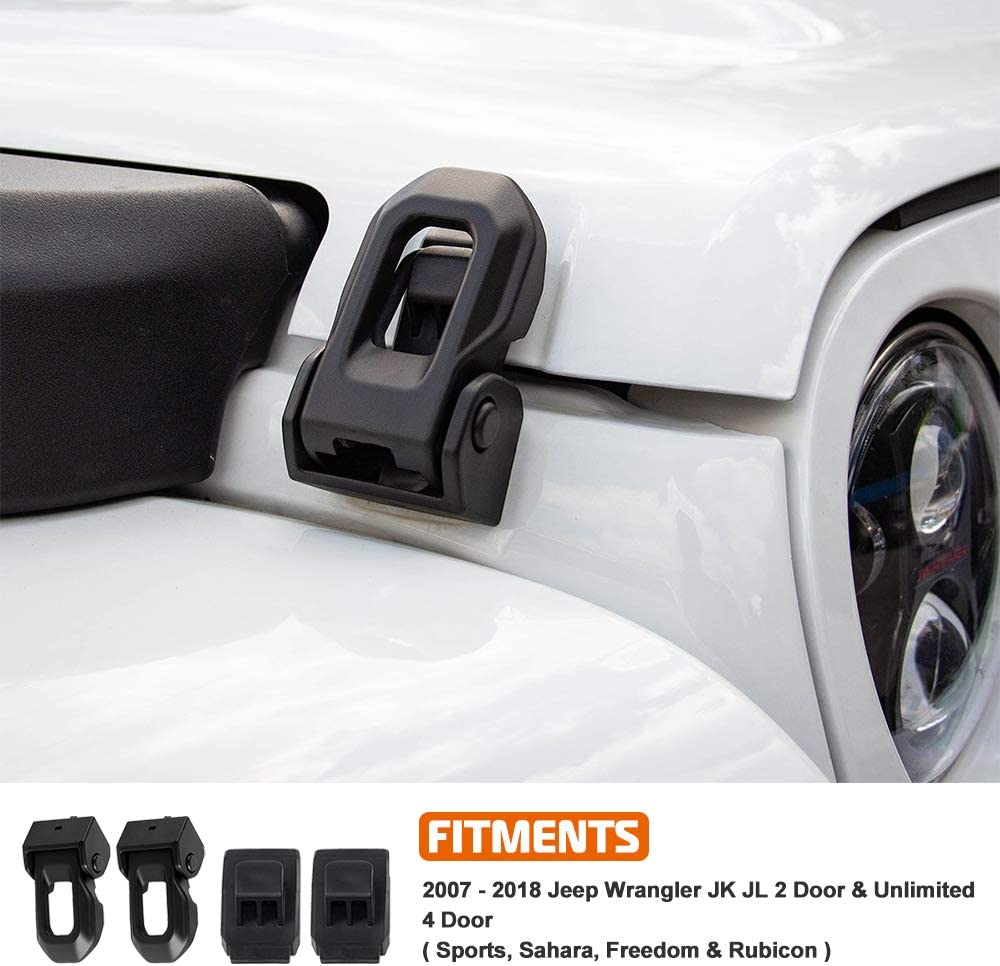 A ABIGAIL OEM Original Latch Locking Hood Catch Kit for Jeep Wrangler JK JL 2007-2018