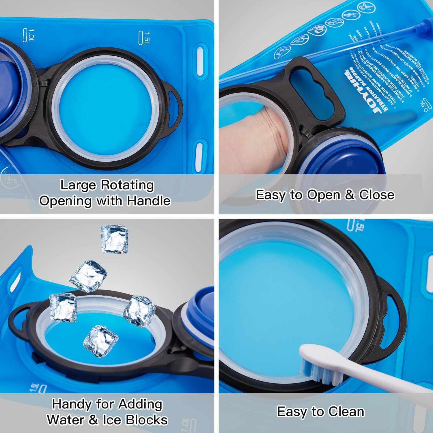 JOYHILL TPU Hydration Bladder,1.5L 2L 3L Water Bladder for Hiking Backpack BPA Free Leak Proof Hydration Pack for Camping Running Biking Hiking image number 1