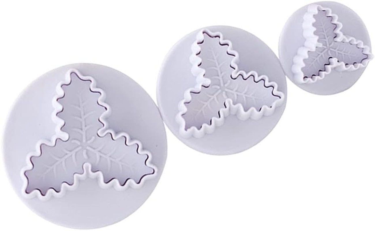 Christmas Holly Leaf Shape Mold Cookie Cutter Kitchen Baking Tools Plunger Stamp Fondant Cake Decorating Zhengpingpai image number 2
