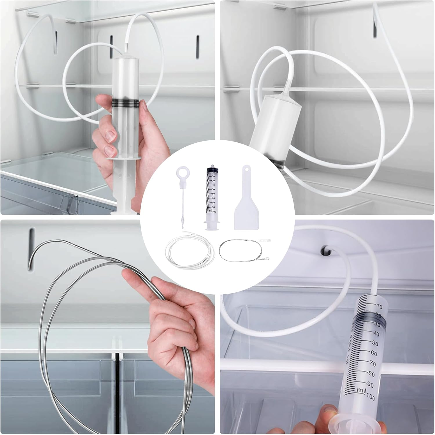 Refrigerator Cleaning Set Cleaning Brush Cleaner, Refrigerator Drain Cleaner, Drain Cleaning, Refrigerator Cleaning Set, Drain Brush Drain, Fridge Cleaner Drain Hole Defrost Spray image number 1