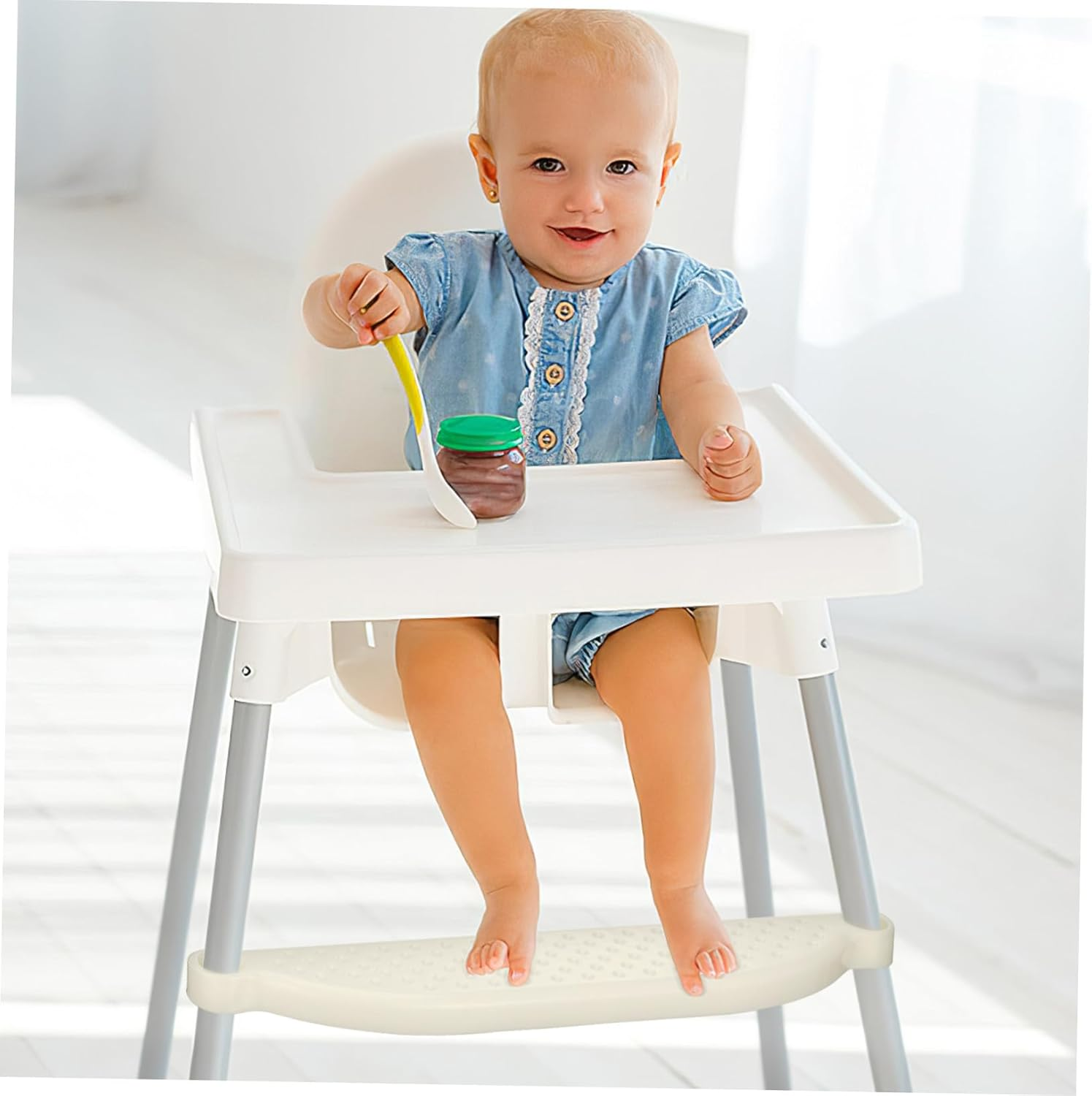 Abaodam Highchair Footrest Attachment Sturdy Plastic Replacement Footstool for Desk and Dining Chair Wide Platform Support for Growing Comfort and Stability image number 5