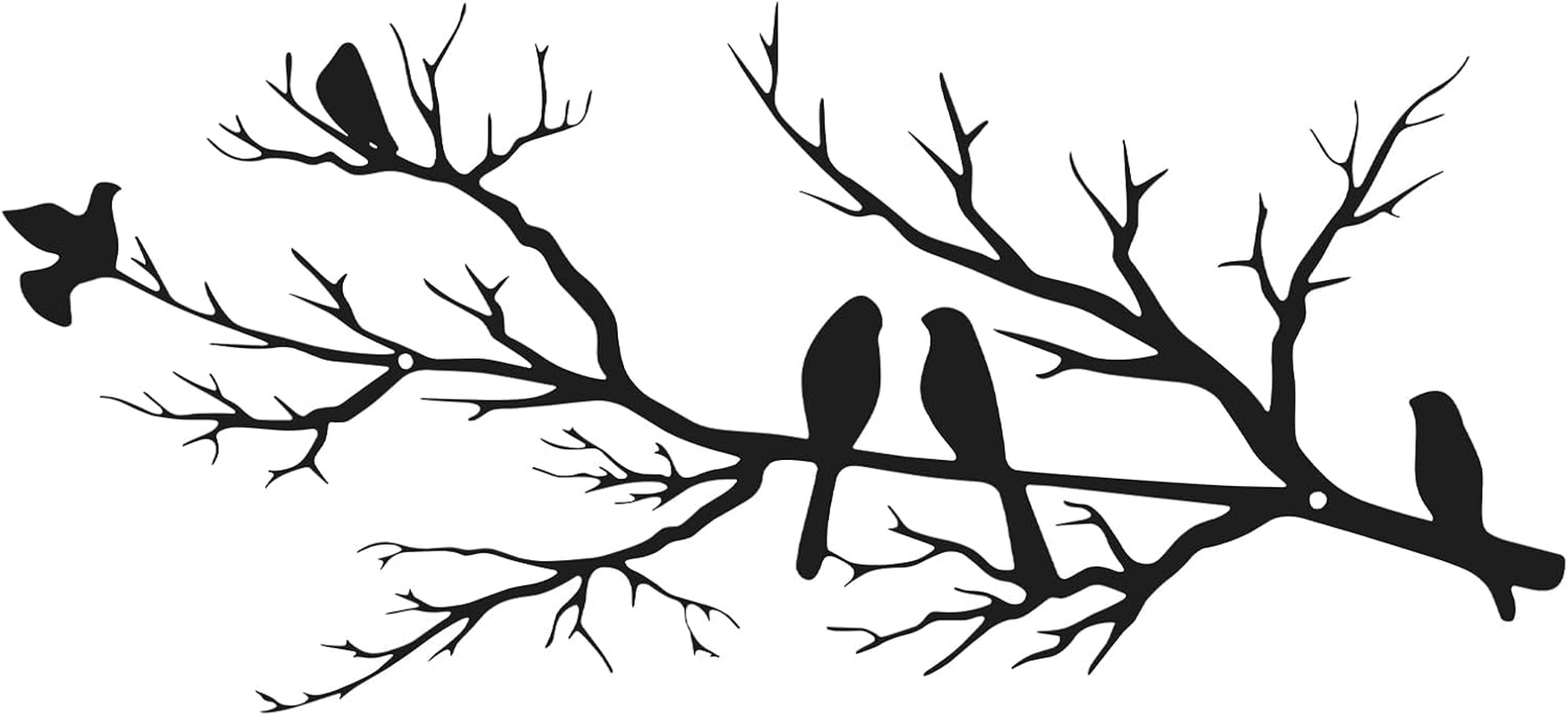 Metal Birds Wall Art Decor, Vivid Birds on Branch Wall Decor, Large Bird Silhouette Room Ornament, Leaves with Birds Hanging Wall Sculpture, Rustic Bird Wall Art for Home, Garden,Balcony, Grille image number 3