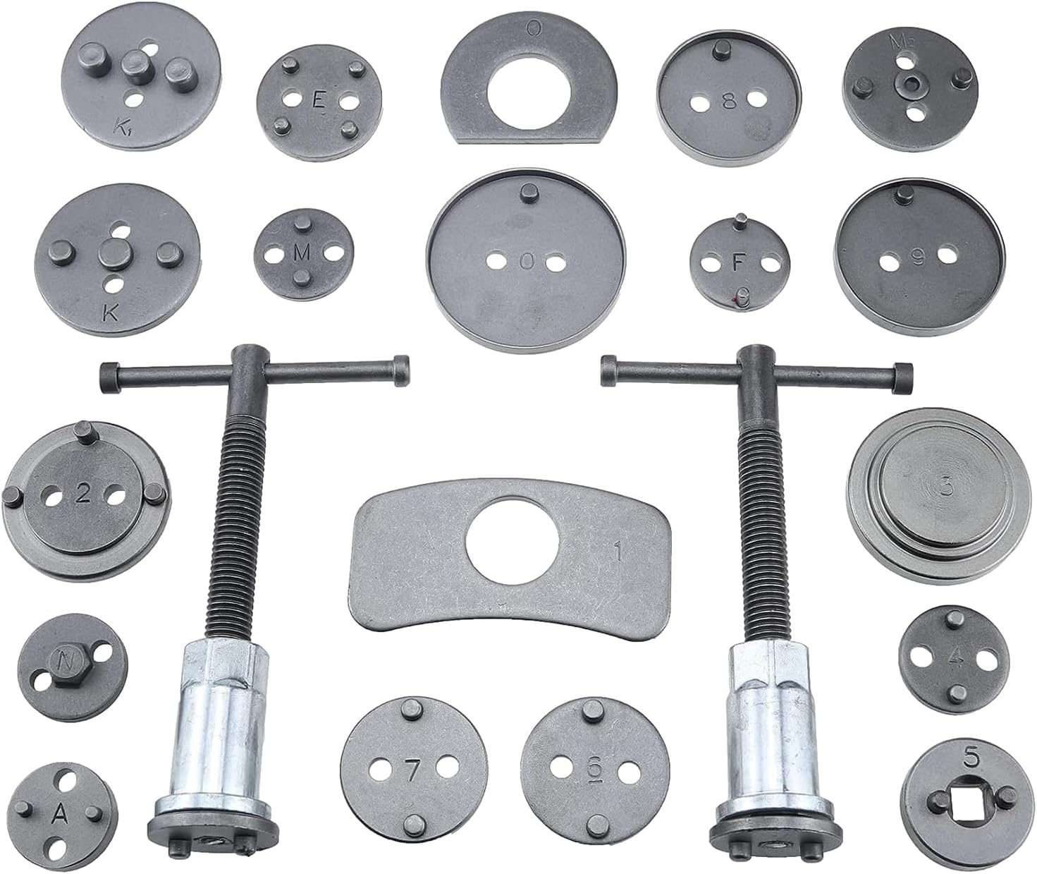 21 Pcs Brake Caliper Tool, Heavy Duty Brake Caliper Compression Tool Caliper Piston Tool for Brake Pad Replacement Reset, with Thrust Bolt Assemblies Retaining Plates 18 Disc Adapters image number 2