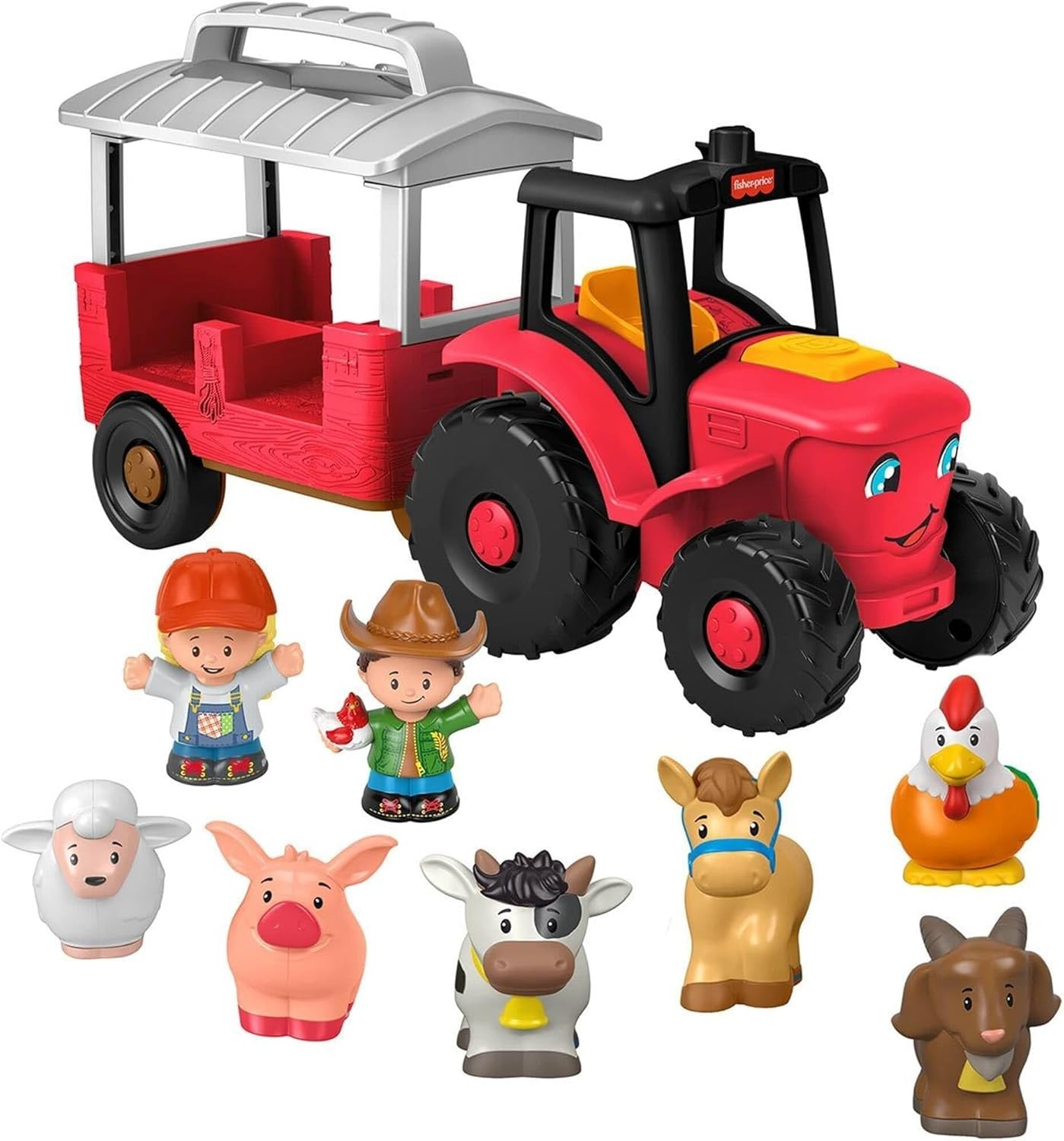 Fisher-Price Little People Caring for Animals Tractor Gift Set, Toddler Toys, Push-Along Musical Farm Truck and Animal Figures for Ages 1 and Up image number 1