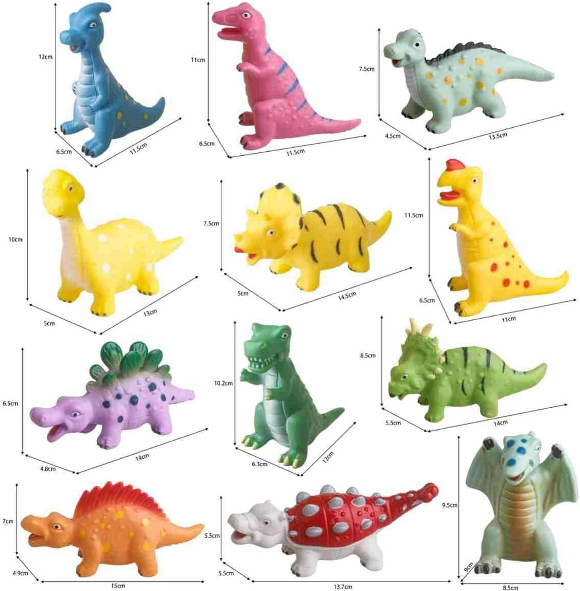 No Hole 12 PCS Dinosaur Bath Toys for Toddler Baby, Mold Free Kids Bathtub Pool Toys, Play at Every Places Toddler Dinosaur Toys, Gift Box image number 3