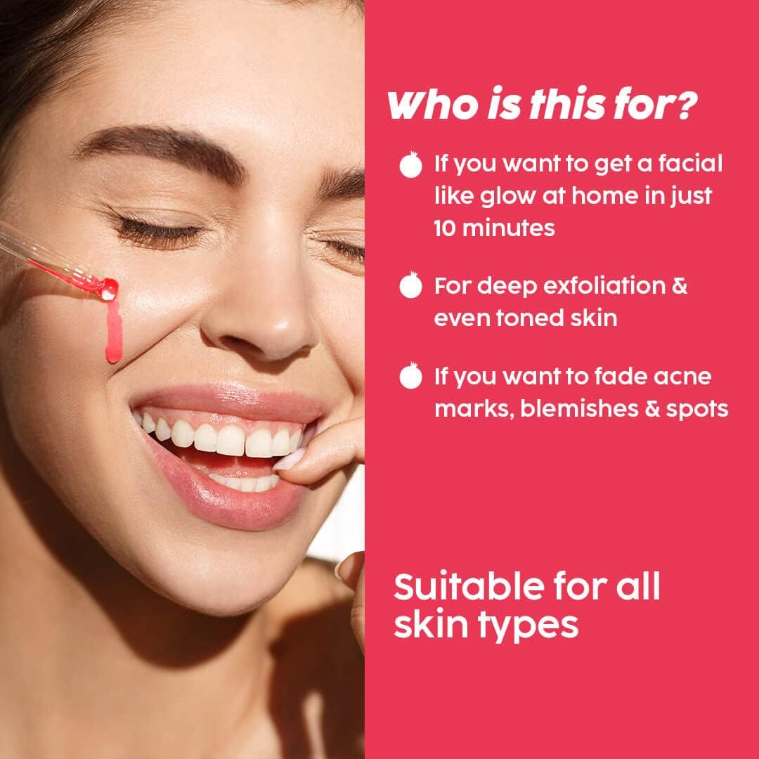 PLIX - the PLANT FIX 25% AHA+ 2% BHA + 5% PHA Pomegranate Peeling Potion for Glowing & Even Toned Skin Gentle Exfoliation & At-Home Facial | for Women & Men | 30 Ml (Pack of 1) image number 3