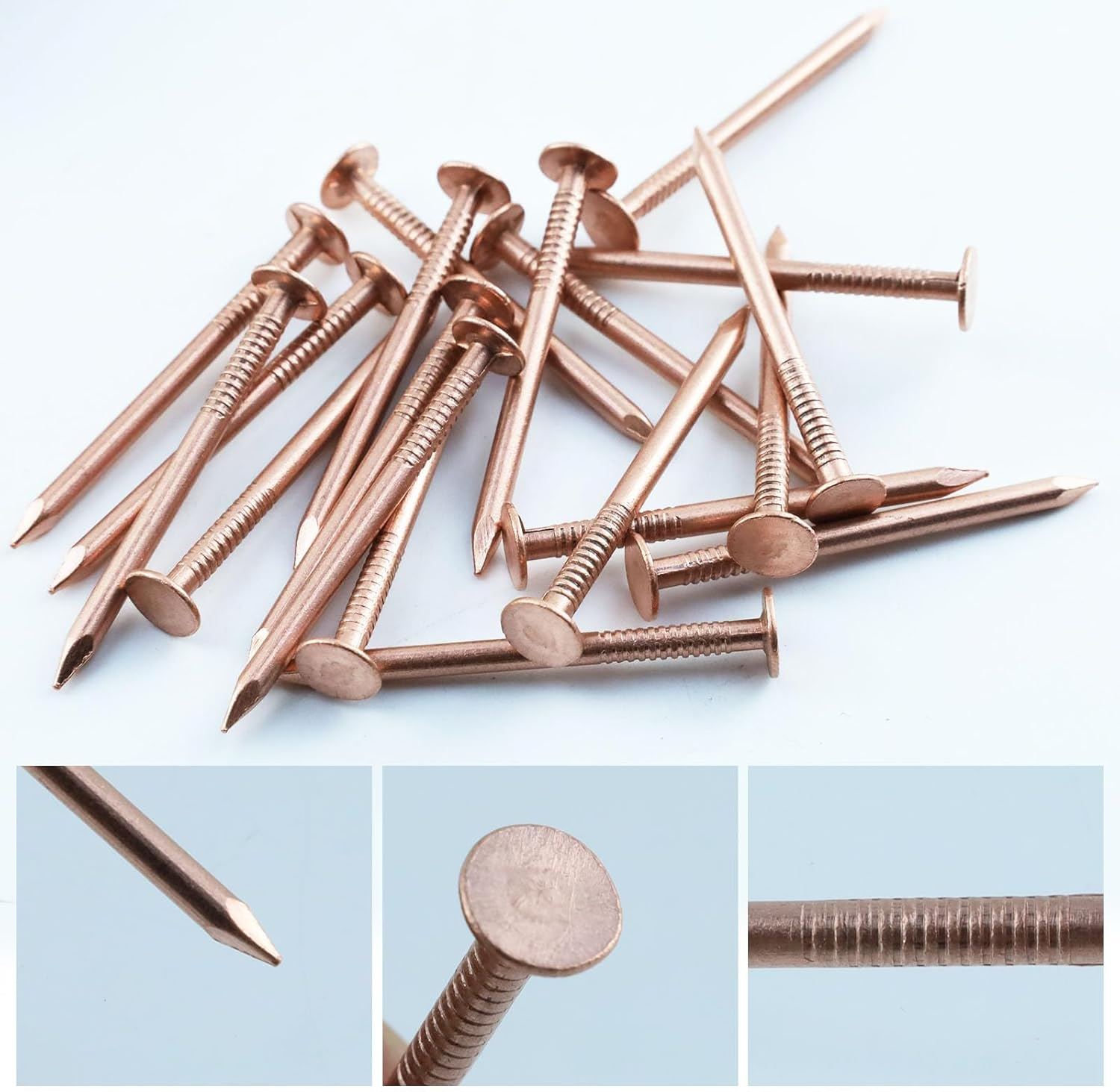 MY MIRONEY 10 Pack 3.4 Inch Copper Nails Solid Copper Nail Spikes for Slating & Roofing image number 1