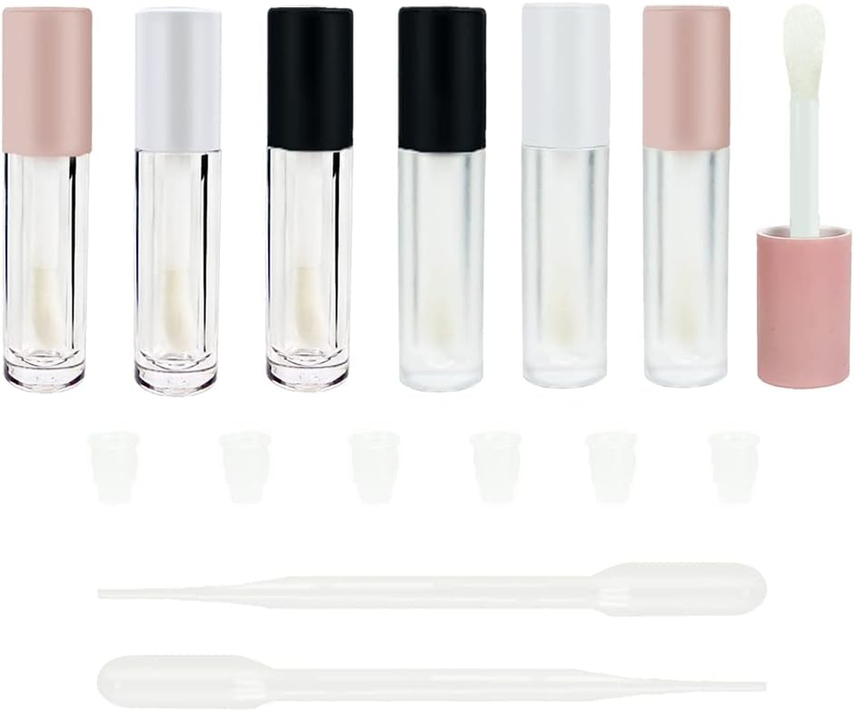 COSIDEA 24 Pcs Empty 5Ml Big Brush Frosted Lip Gloss Tube White round Lipgloss Tubes Container with Big Doe Foot Wand image number 1