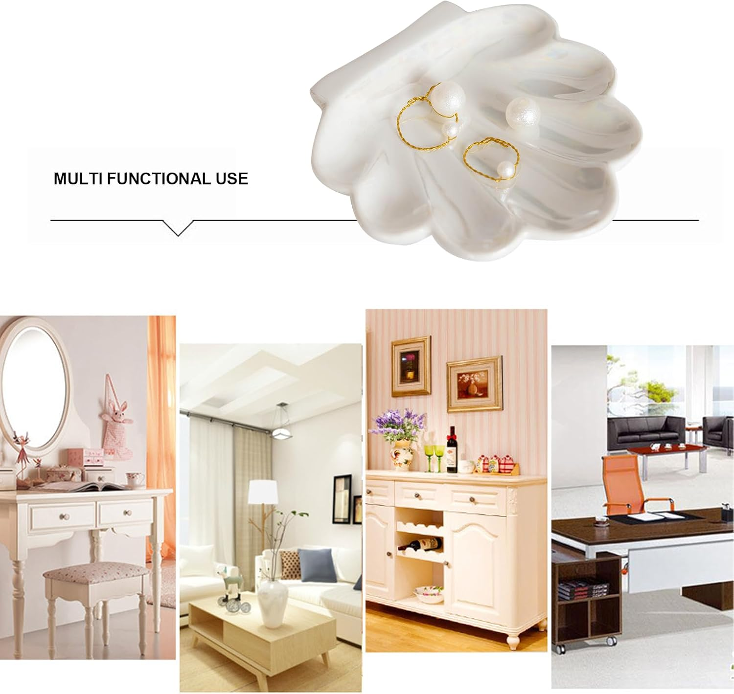 Shell Trinket Dish,Ceramics Ring Holder/Jewellery Tray, Cute Trinket Dish Dressing Table Decoration, Room Decor, Home Decor image number 2