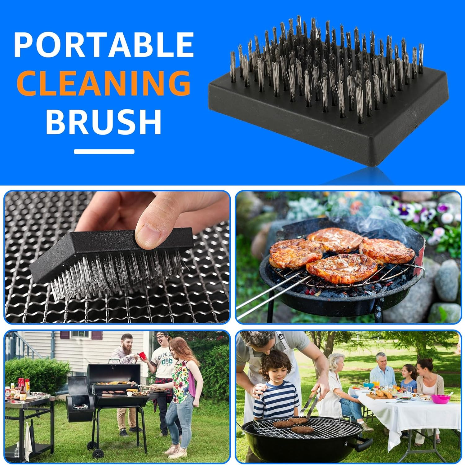 6Pcs Grill Brush Replacement Heads,Grill Cleaning Brush Replaceable Heads,Portable Grill Brush Head,Stainless Steel Wire Grill Cleaning Brush Head for Camping Picnic BBQ Tools image number 4