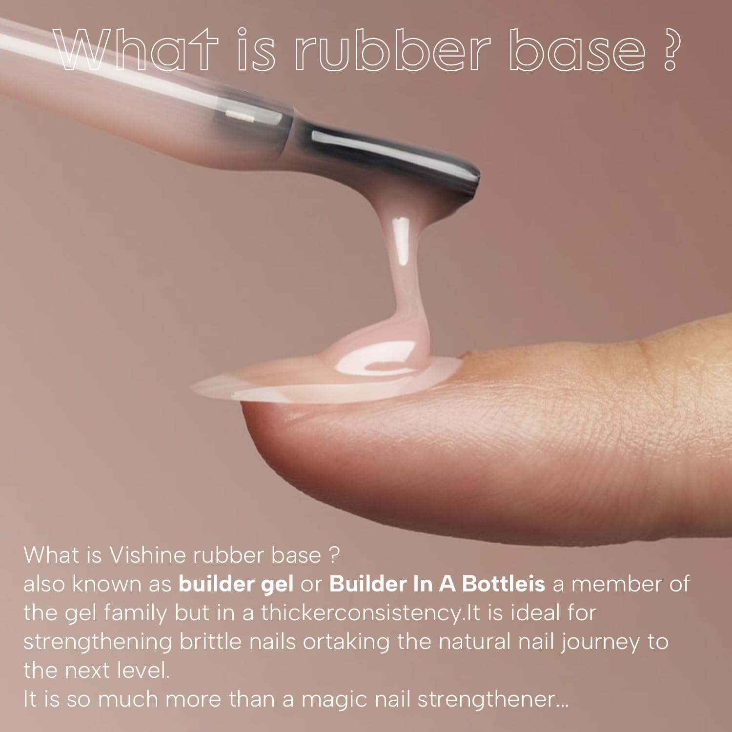 Vishine 16Ml Deep Nude Rubber Base Builder Gel, 6 in 1 Rubber Base Gel Polish for Nail Thickening, LED Nail Lamp Cured Nail Strengthener Extension Color Base Gel in a Bottle R066 - Bubble Pink image number 7