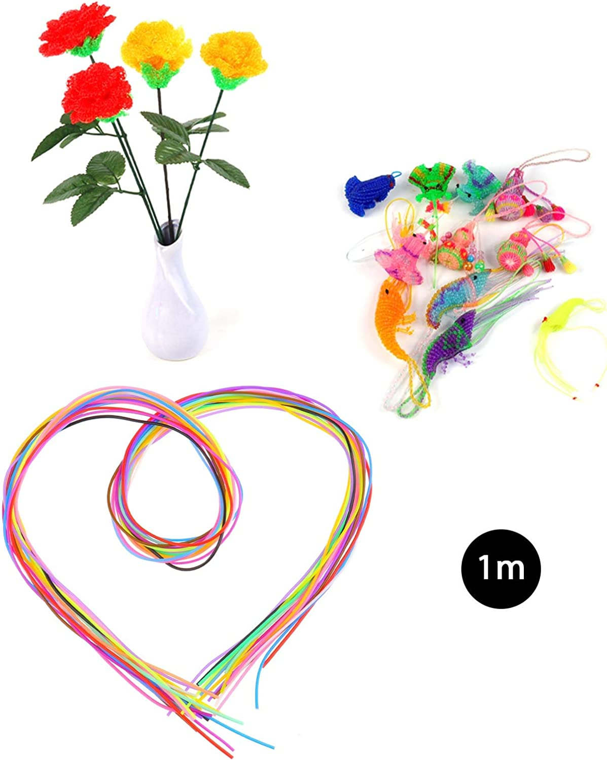SING F LTD 200Pcs Mixed-Color Plastic Lacing Cord with Snap Clip Hooks and Ring for DIY Making Basic Knots Pendants Crafts image number 4