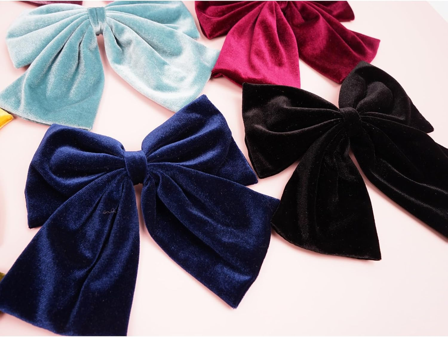 Large Hair Bow Clip, Velvet Bow Hair Clips, Elegant French Hair Clip, Bow Hair Accessories, Fabric Hair Accessories for Women, Wedding, Banquet, Daily, Lake Blue image number 3