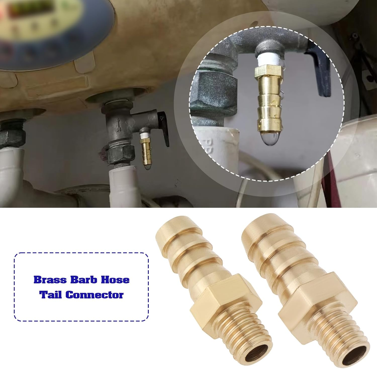 LT Easiyl 4PCS Brass Barb Hose Tail Connector Metric M5X0.8-5Mm and M5X0.8-6Mm for Pond Pool Hose Pipe Adapters Hose Barb Tail Connector Male Thread Pipe Fitting Gold image number 3