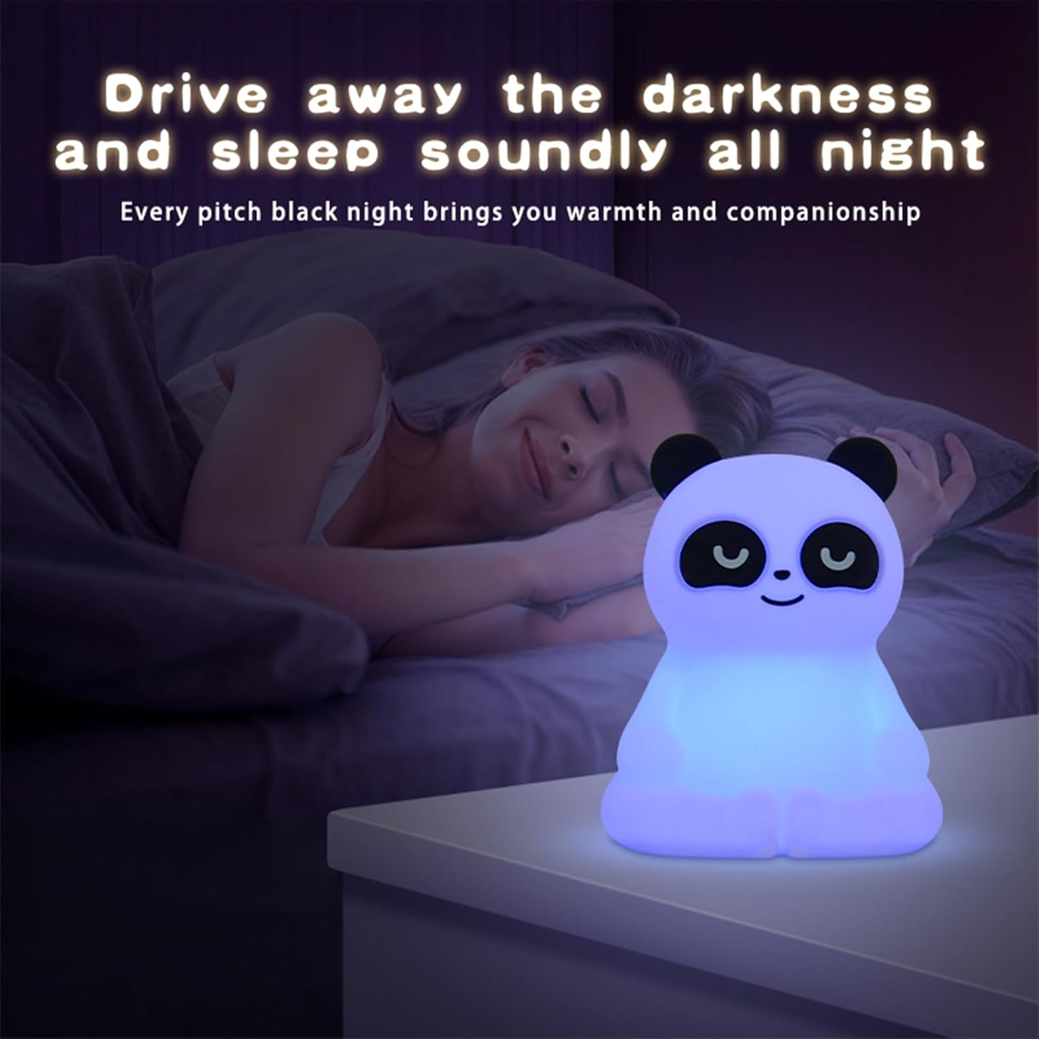Richaa Panda Night Light with Colour Changing Night Light Dimmable Sleeping Light Rechargeable Children'S Room Gift Anxiety Relief - Bronze image number 3
