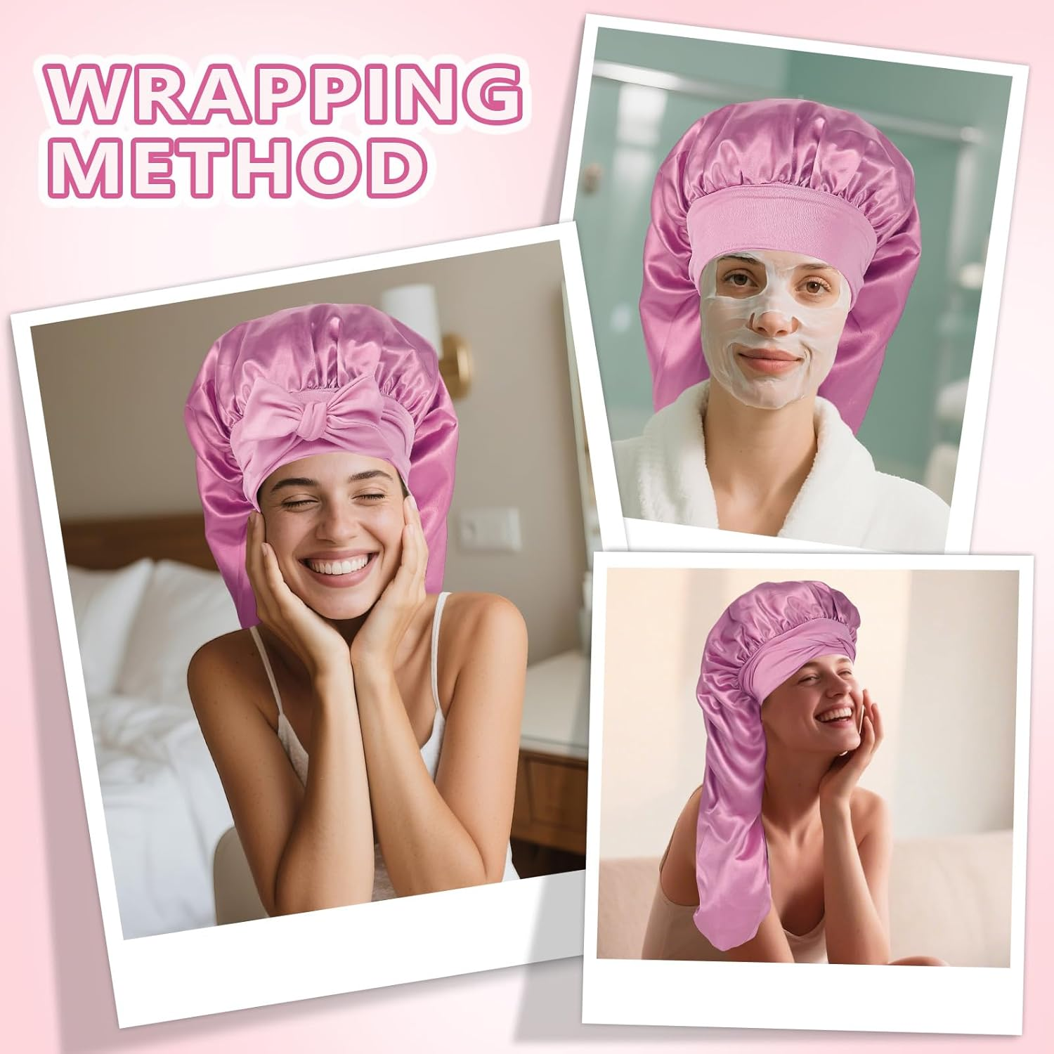 Long Satin Hair Bonnet, Adjustable Silk Bonnet for Women - Leopard image number 6