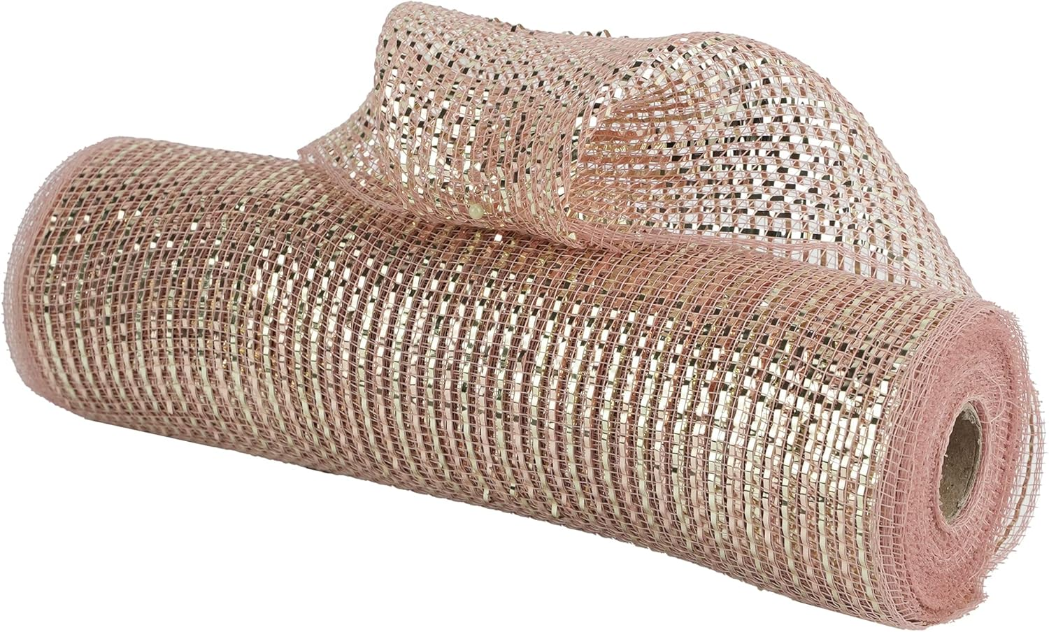 MEEDEE Rose Gold Deco Mesh 10 Inch Wide Ribbon for Christmas Tree, Metallic Mesh Basic Ribbon for Wreath, Wedding, Garland, Staircase, Mailbox Swag Decorating (30 Feet) - Gold Champagne image number 6