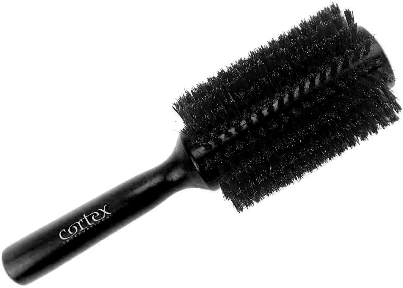 Cortex Professional 100% Boar Bristle round Hair Brush, for Women and Men, for All Hair Types, Natural and Soft Hair Brush - Black Wood 2.4" image number 1