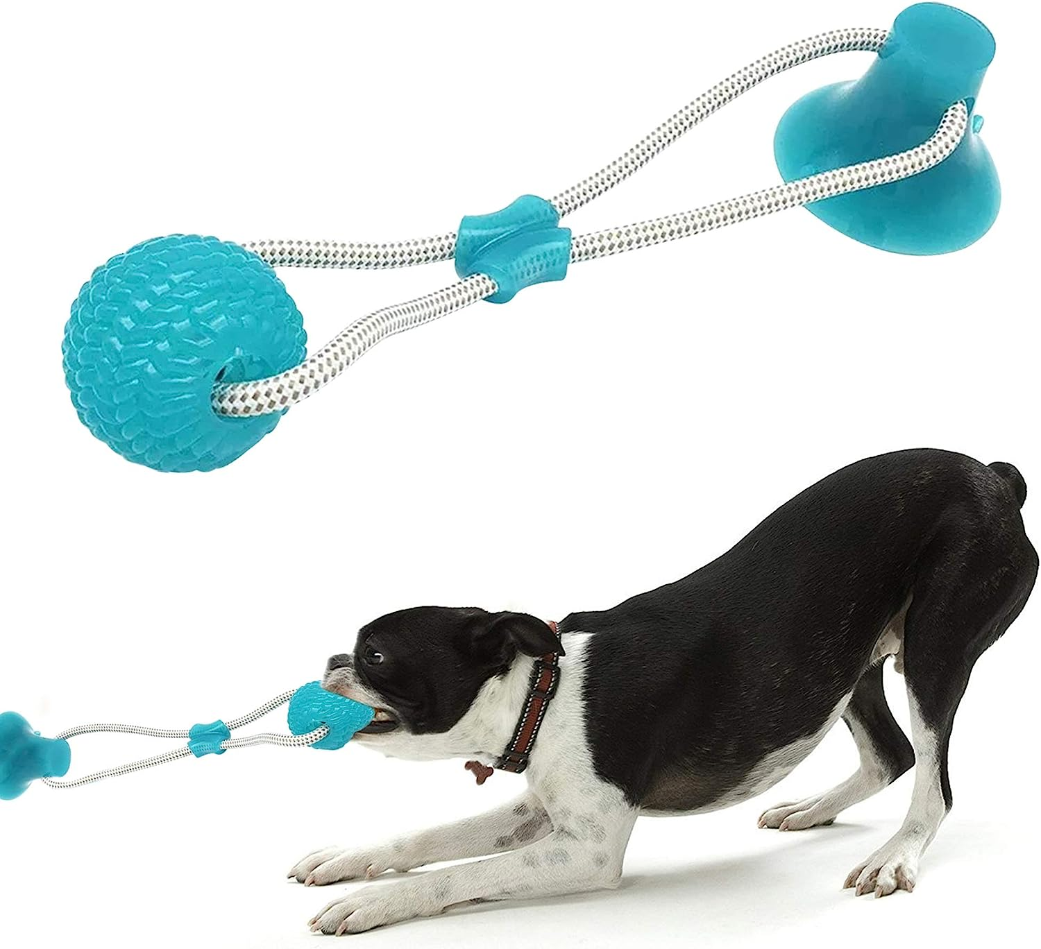 Smart Dog Suction Cup Tug of War Dog Toy, Self-Playing Dog Tug Toy, Dog Pull Toy with Chew Rubber Ball (Green) image number 2