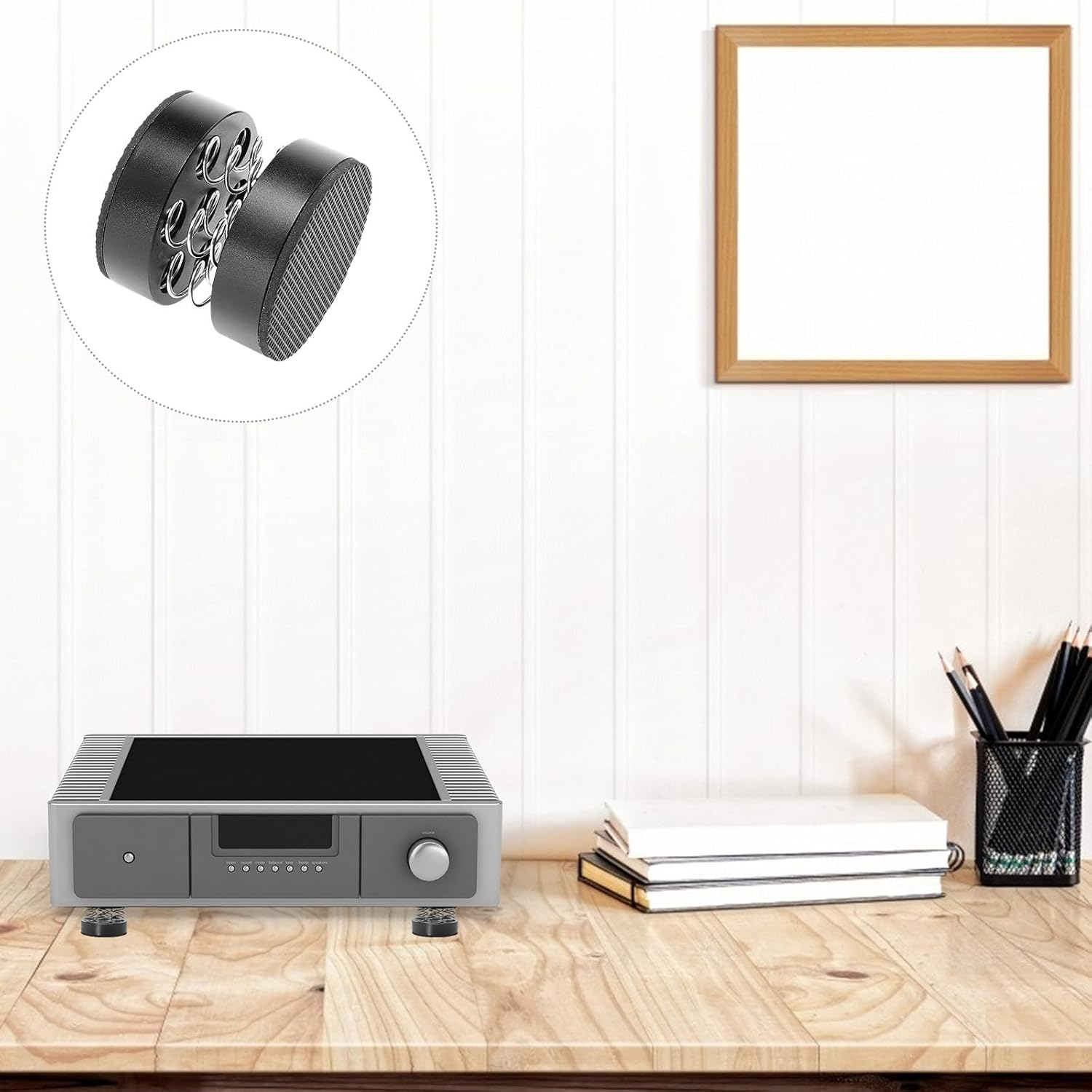 Ipetboom anti Vibration Amplifier Feet Pads, Black Aluminum Alloy Spring Shock Absorber Cushions 40X44Mm, Audio Equipment anti Vibration Feet Cushions for Hifi Speakers and Home Appliances image number 2