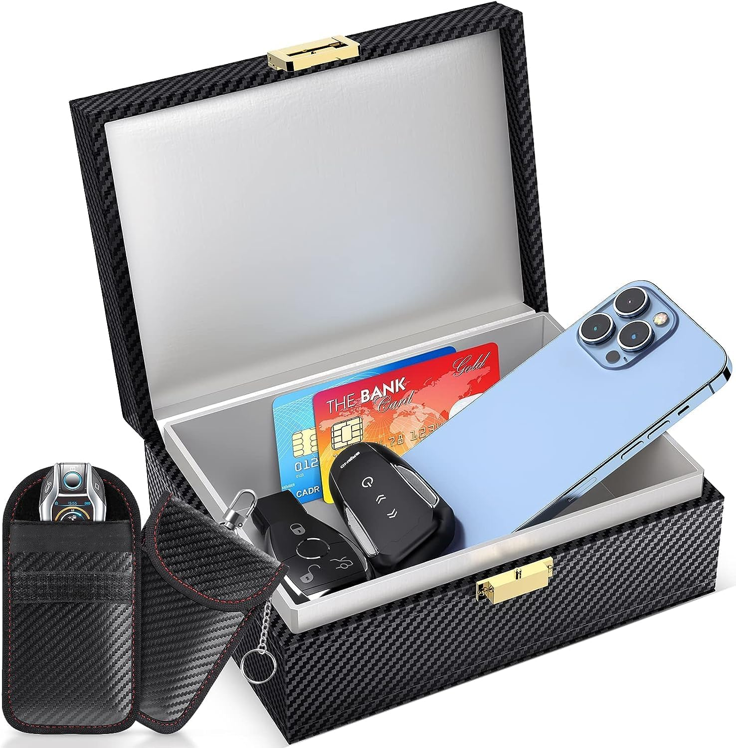 Lanpard Faraday Box with Faraday Pouch 2 Pack, Keyless Entry Car Key Safe Protector RFID Anti-Theft Signal Blocking Cages image number 5