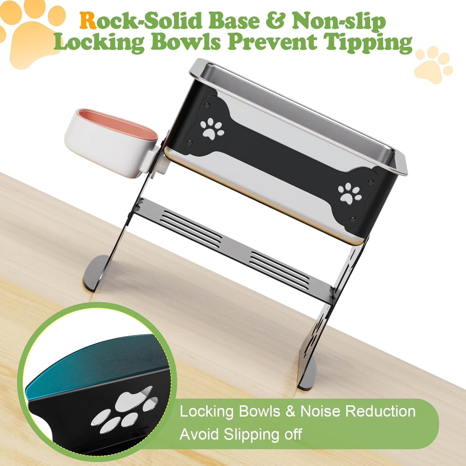 JDCQKHA 10.3L Elevated Large Dog Water Bowl, 3 Height Adjustable Stainless Steel Raised Dog Water Bowl Stand for Large Breed, Metal Pet Bowl Stand for Relief Joint Pressure, Easy Clean (Black) image number 2