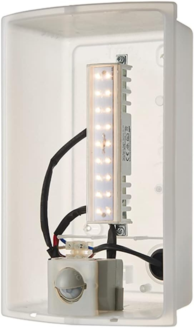 Bianco Stainless Steel and Frosted Opal Lens Curved IP44 Rated PIR Motion Sensor Outdoor Garden Wall Mounted Security Light image number 5