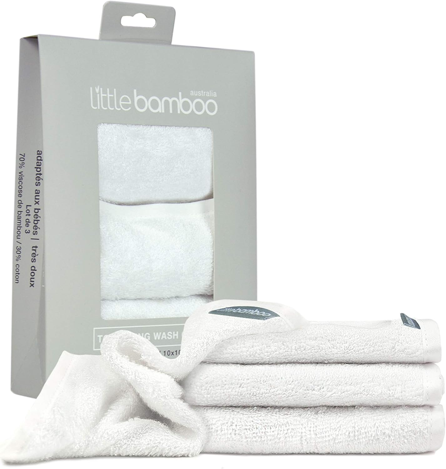 Little Bamboo Towelling Baby Washer Face Cloth, Natural (Pack of 3) - Natural image number 1