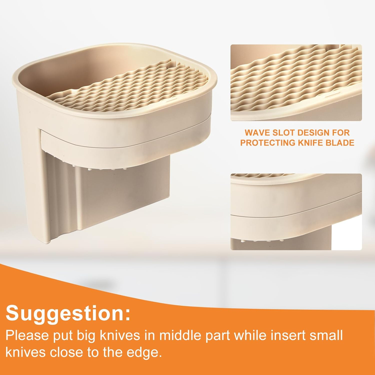 Ninonly 4-In-1 Knife Block without Knives, Universal Knife Block without Knives, Black with Storage Space for Scissors, Sharpening Bar, Knife Holder, Kitchen Utensil Holder, Knife Block Holder for All image number 1