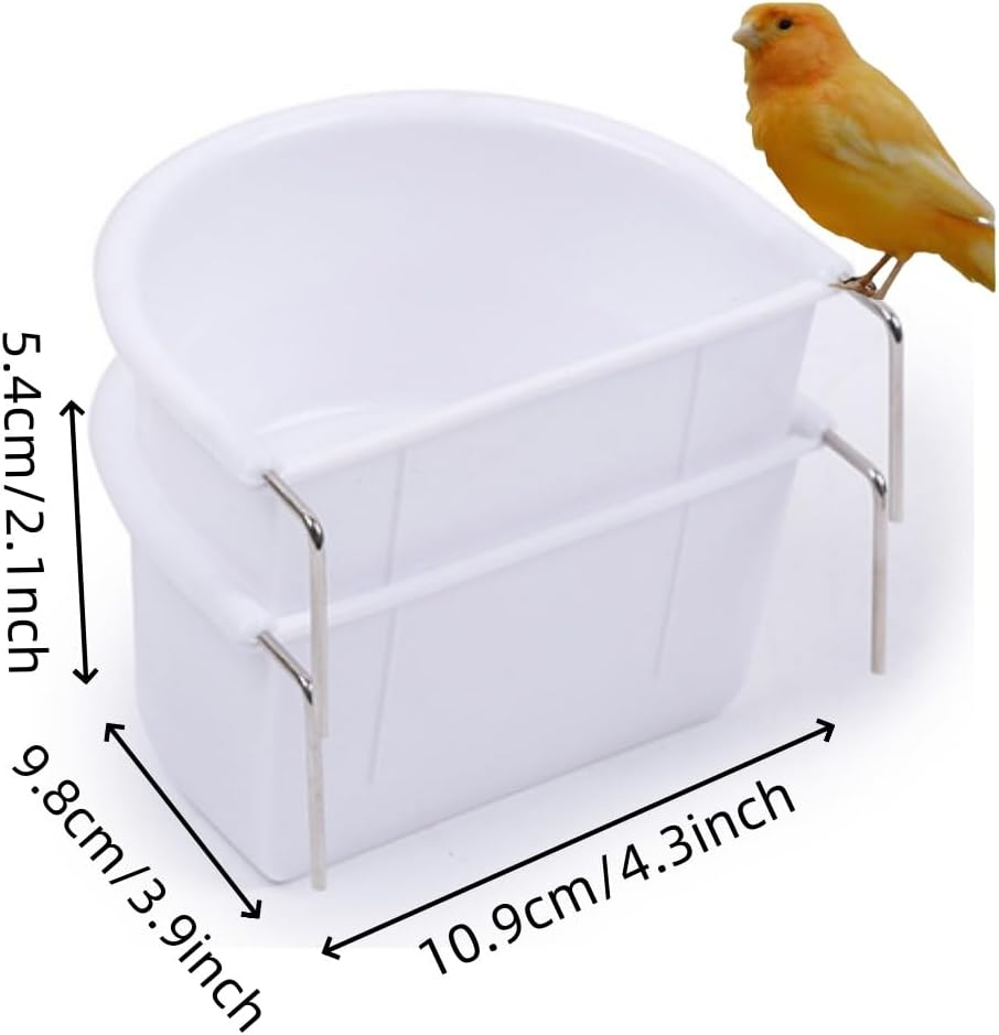 Aknebriax Bird Cage Feeder 2PCS Hanging Bird Food Bowl with Hook 4.3X3.9X2.1 Plastic Water Feeder Bowls for Cage image number 3