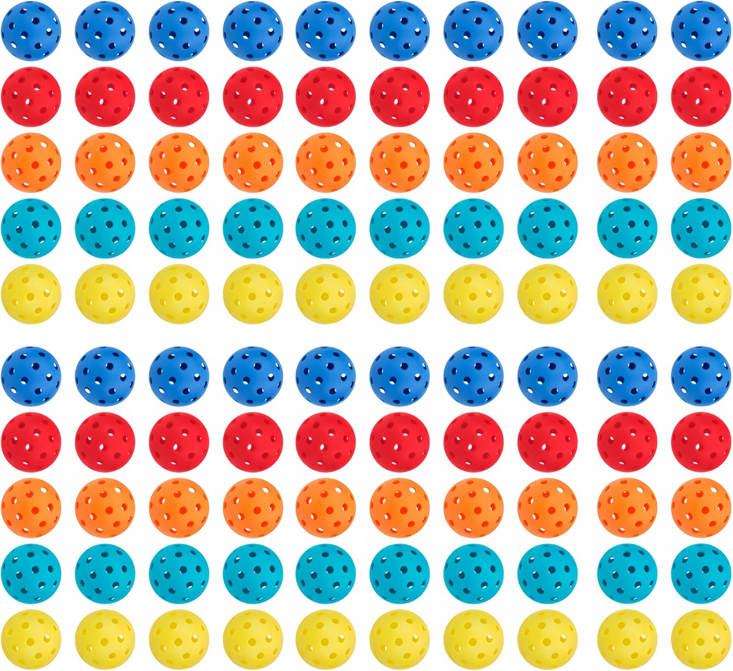 IMIFUN Professional Pickleball Balls &ndash; 40 Holes PE Injection Molded, 5 Color Mix 100 Pack for Tournament Practice & Training image number 1