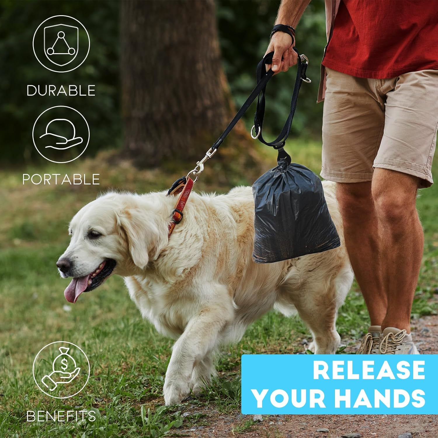 WUMUZAI 4 Pack Dog Poop Bag Holders for Leashes, Hands Free Waste Bag Holder, Poop Bag Carrier for Leash, Pet Doggy Puppy Bag Holder, Doggie Poop Bag Leash Clip (Green) - Blue image number 6