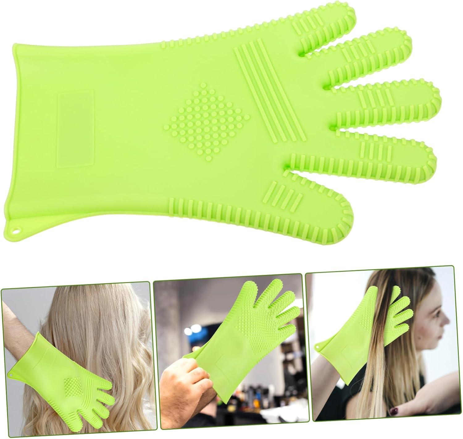 FOYTOKI Thermal Insulated Silicone Gloves Heat Gloves for Hair Styling Cooking Food Safe Oven Mittens Large image number 1