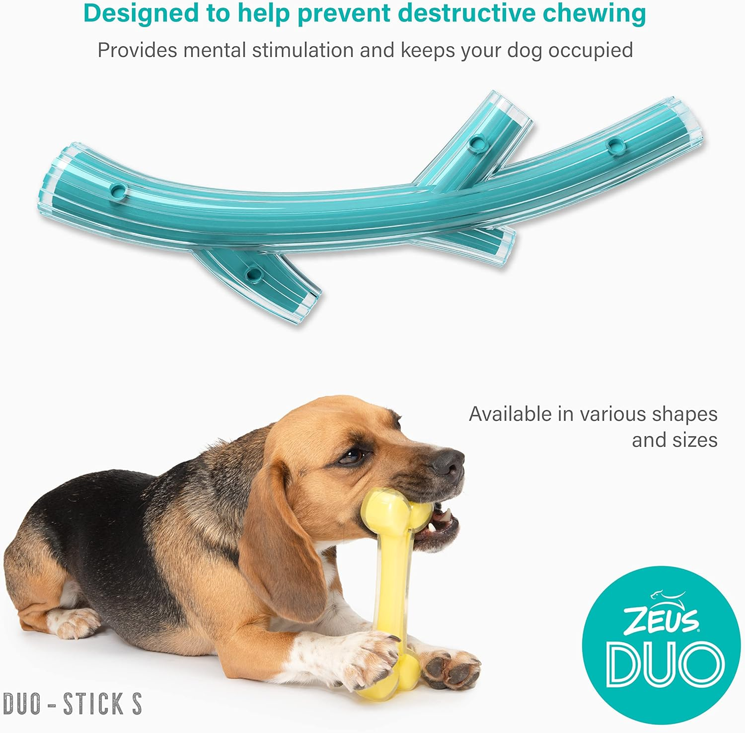 Zeus Duo Stick Strong Dog Chew Toy for Active Chewers, Long Lasting Chicken Scent, Turquoise (96271) - Light Green image number 7