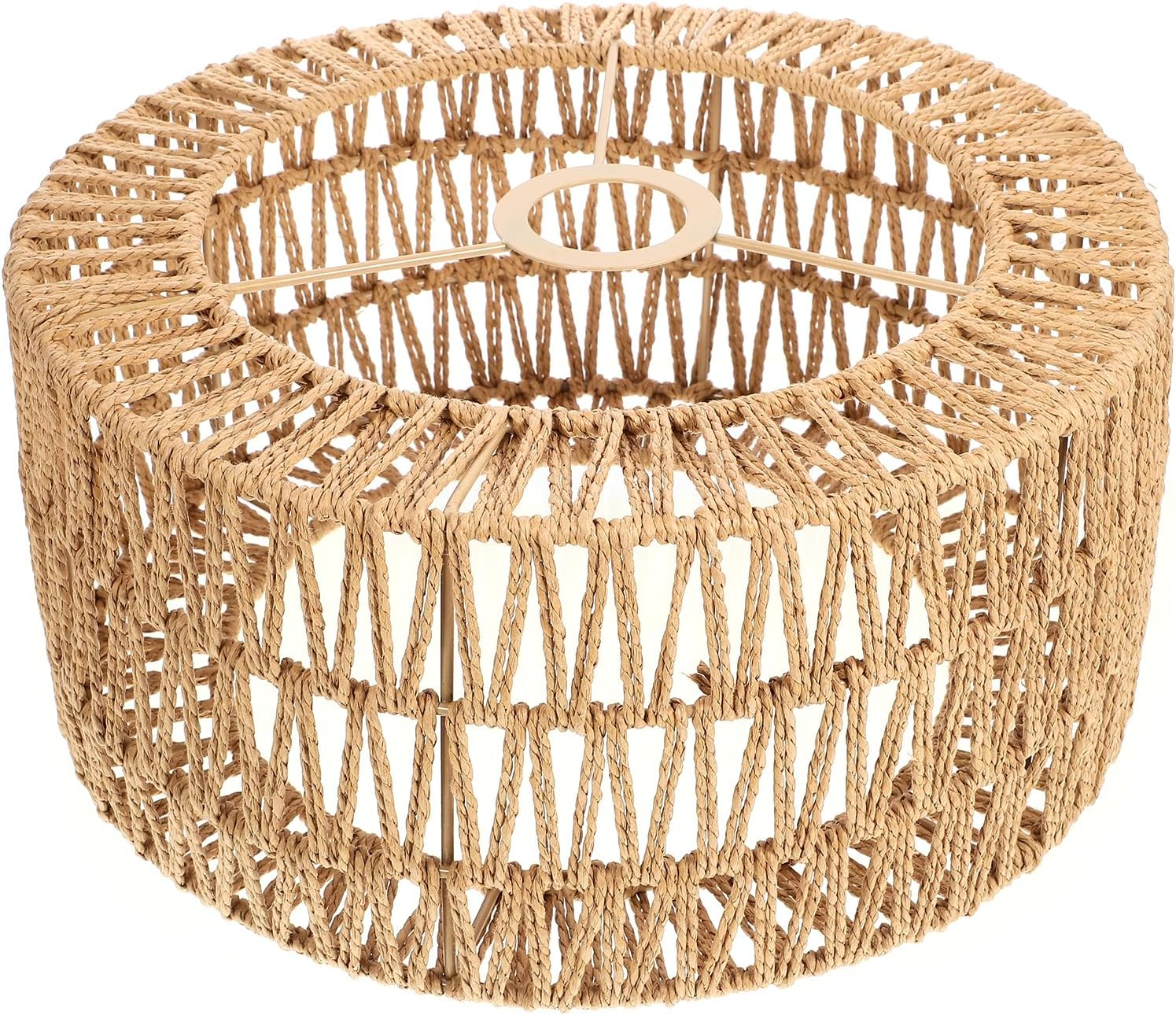 Ciieeo Rattan Lamp Shade Boho Rattan Lampshade Cylinder Woven Lampshade Replacement Pendant Sconce Shade Ceiling Fan Light Cover Yellow 30.00X30.00X15.00CM image number 2