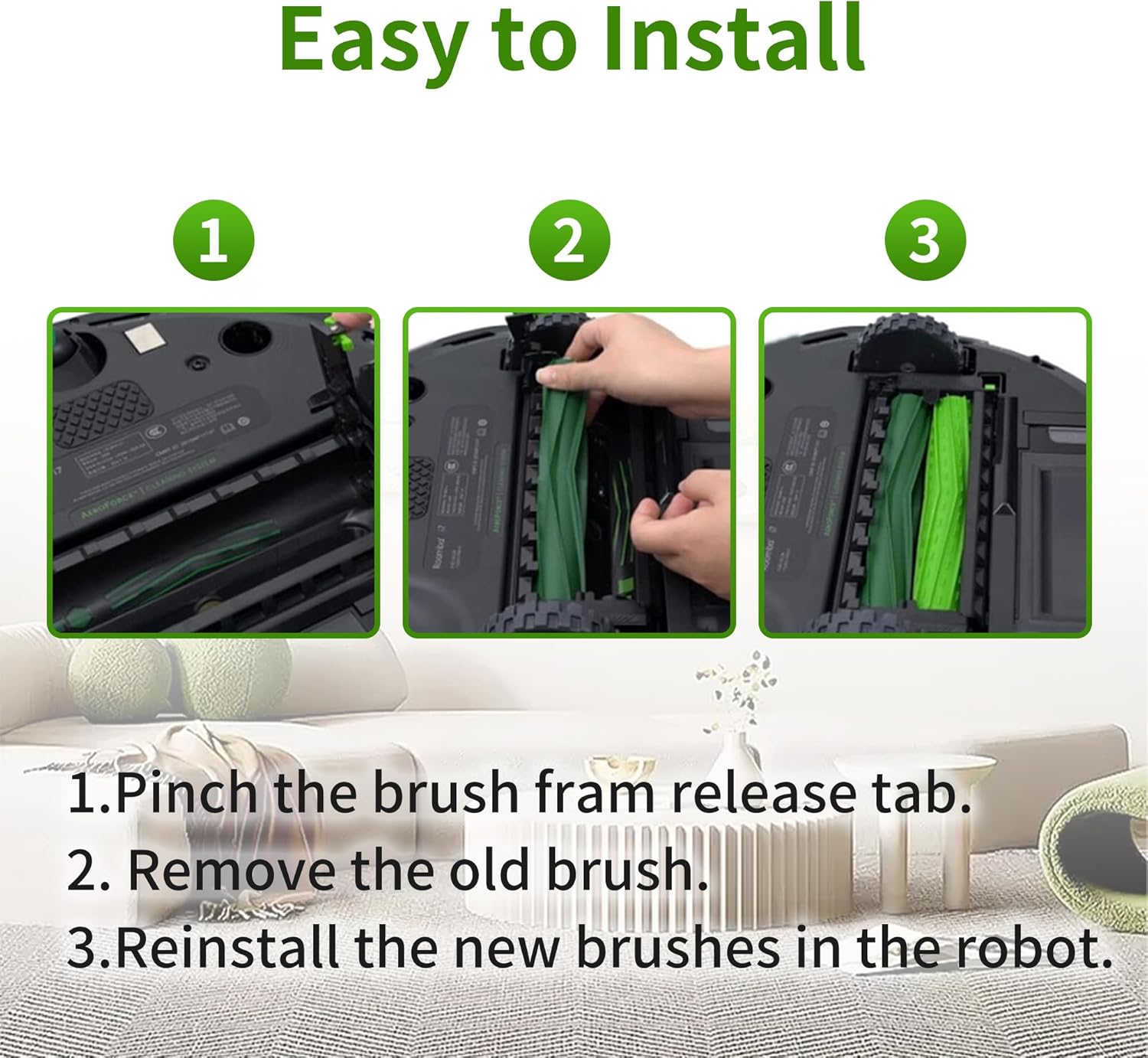 Dual Multi-Surface Rubber Roller Brushes Parts for Irobot Roomba I & E Series I7 plus I7+ E5 E6 Vacuum Accessories image number 1