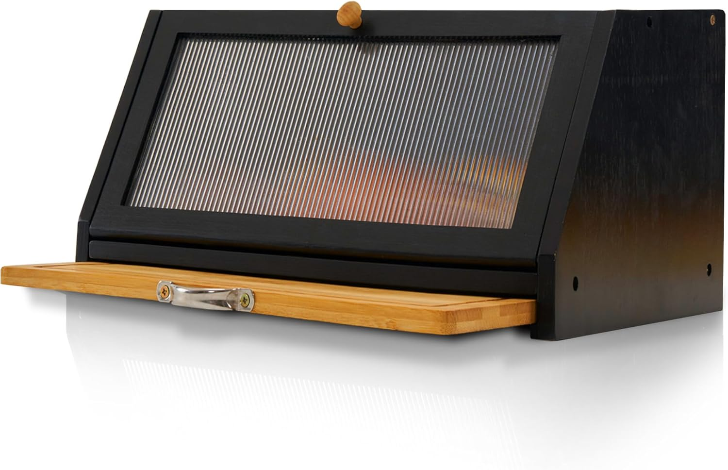 YOUDENOVA Bread Bin with Chopping Board, Bamboo Storage Box, Wooden Bread Basket Boxes Storage Bread Box for Bread, Salt and Pepper Mill, 39 X 25 X 20 Cm (L X W X H), Natural image number 3