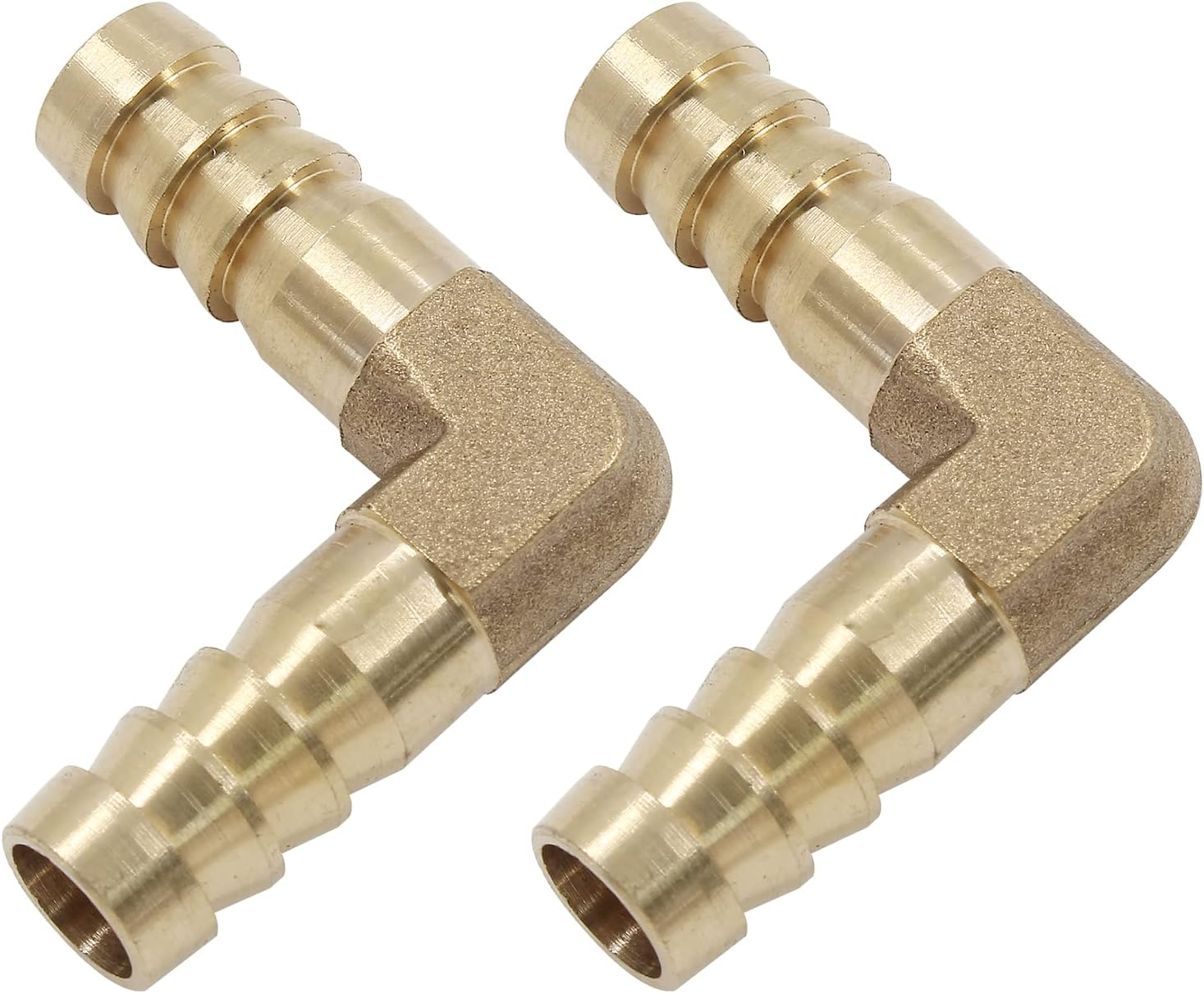 2Pcs 3/8 Inch Brass Hose Barb Elbow 90 Degree L Right Angle Elbow 10Mm Hose ID Barb Reducer Union Water/Fuel/Air image number 4